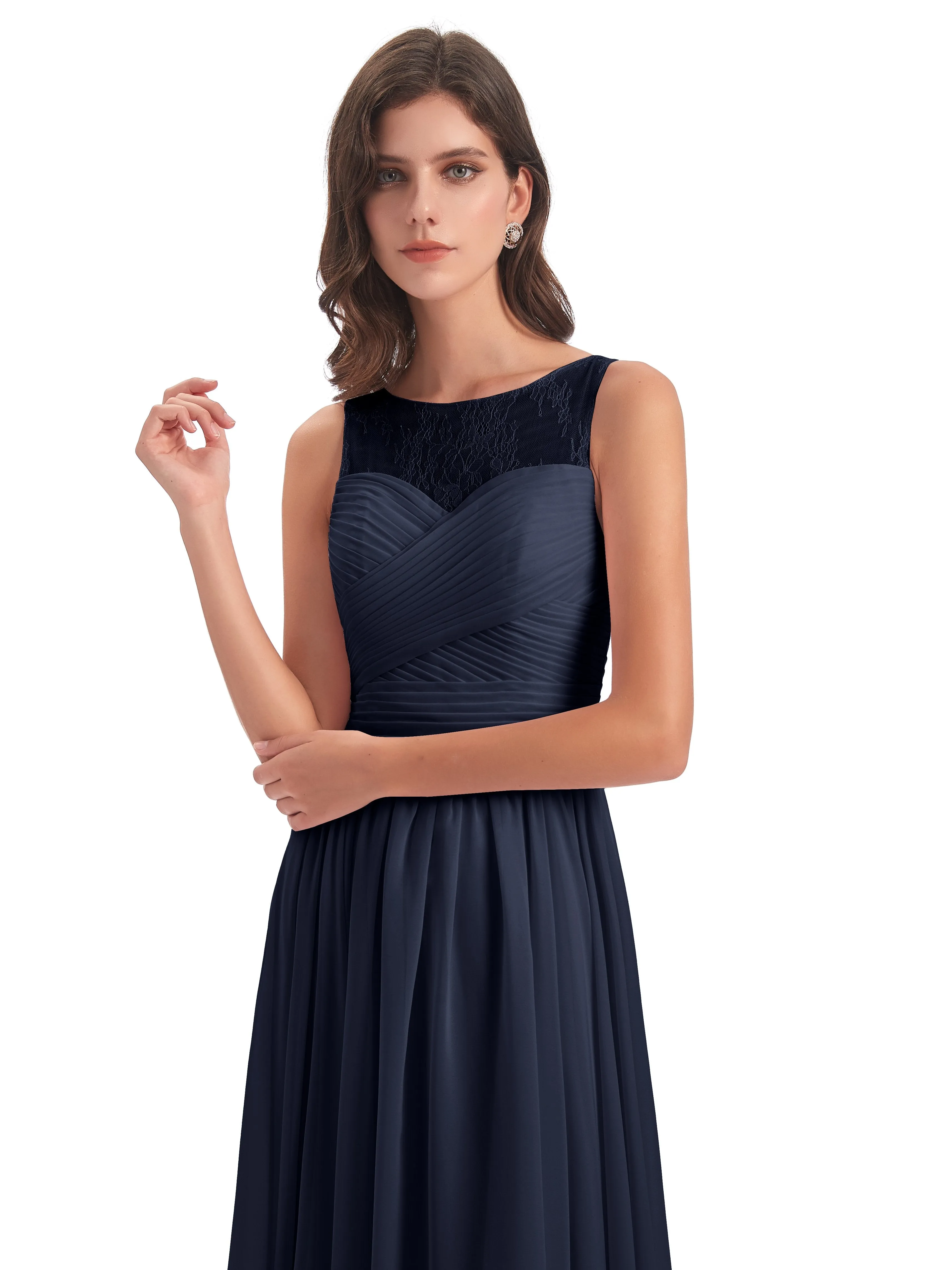 Robyn Magic Lace/Chiffon Illusion Long Bridesmaid Dresses
