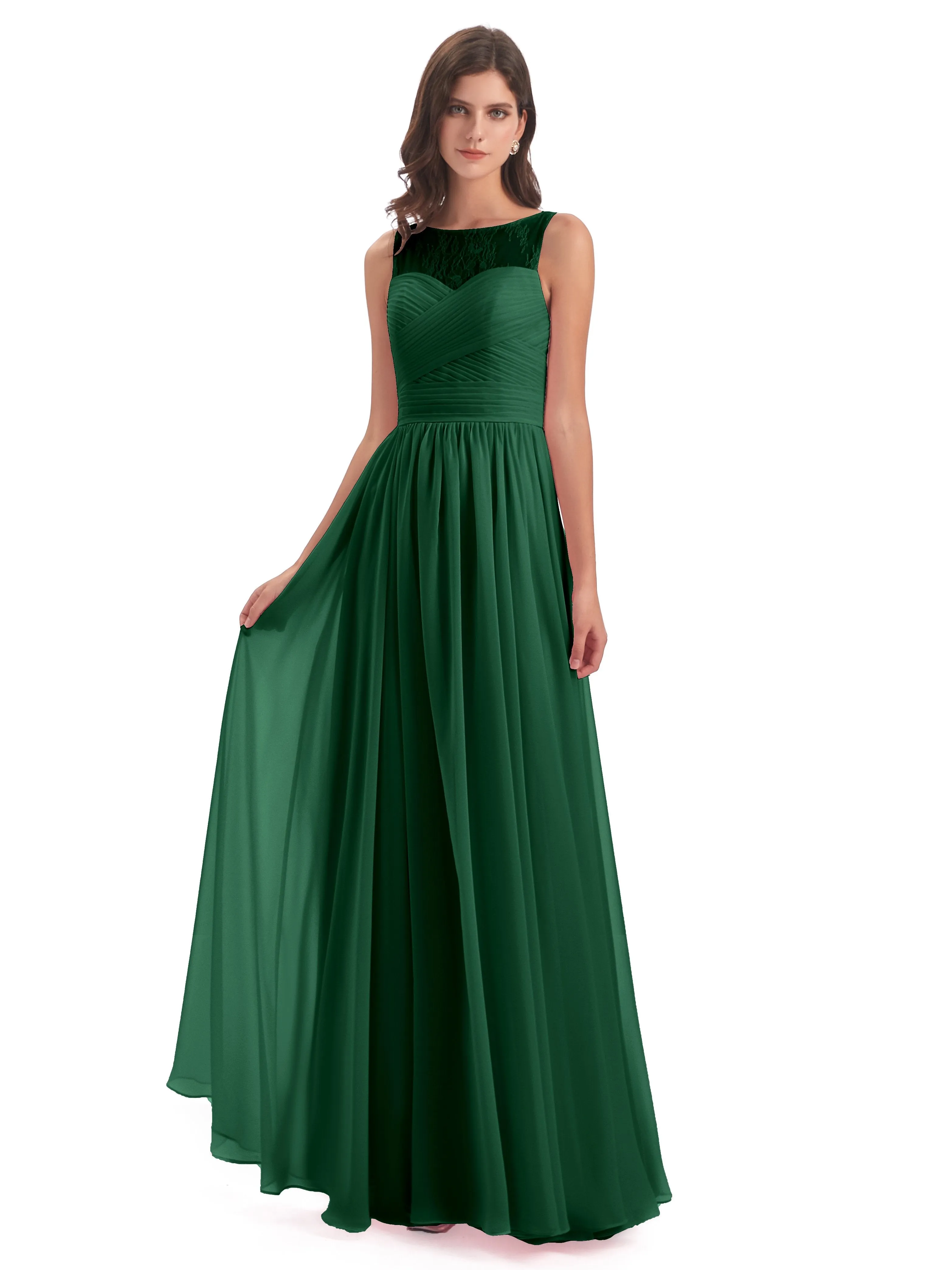 Robyn Magic Lace/Chiffon Illusion Long Bridesmaid Dresses