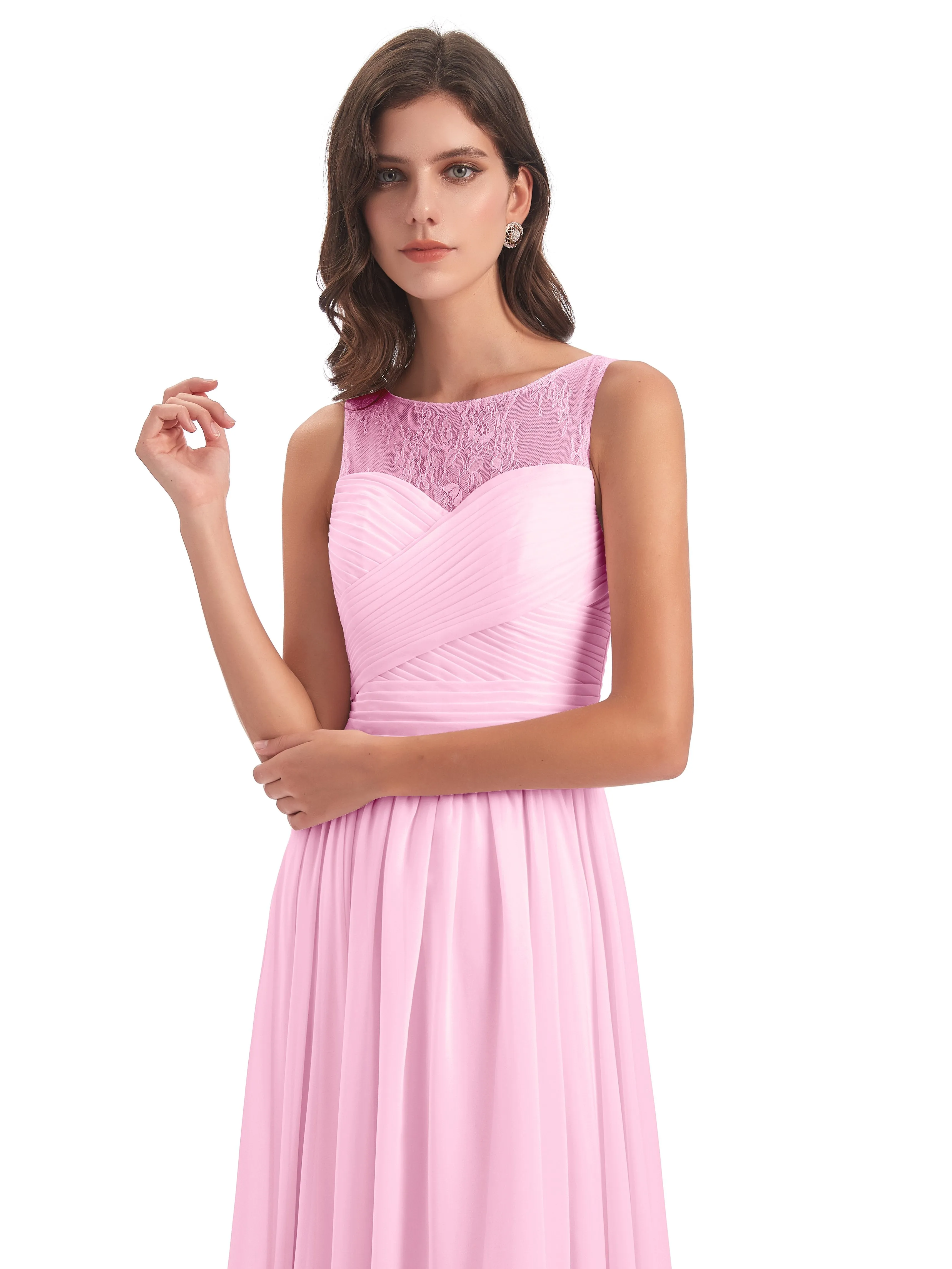 Robyn Magic Lace/Chiffon Illusion Long Bridesmaid Dresses