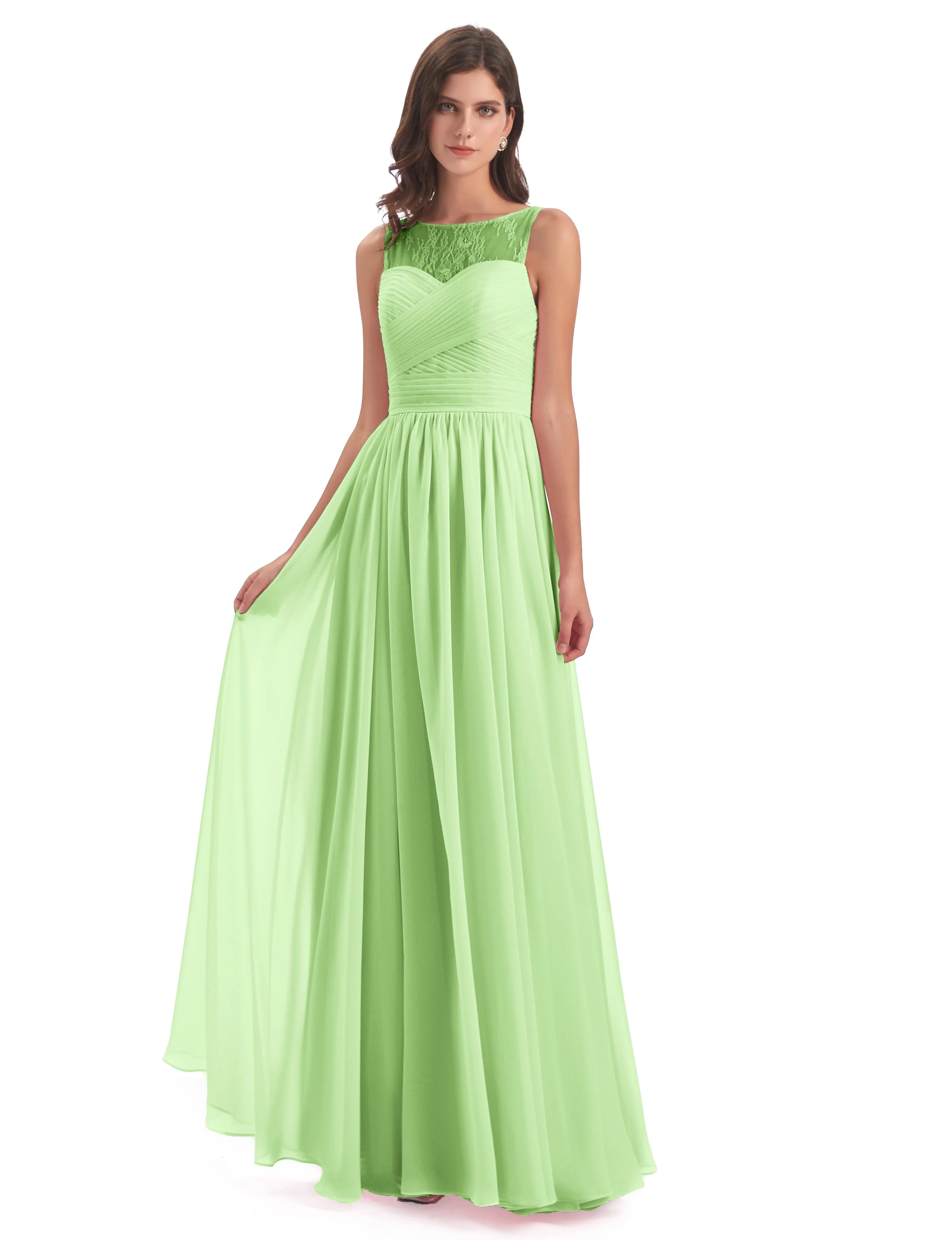 Robyn Magic Lace/Chiffon Illusion Long Bridesmaid Dresses