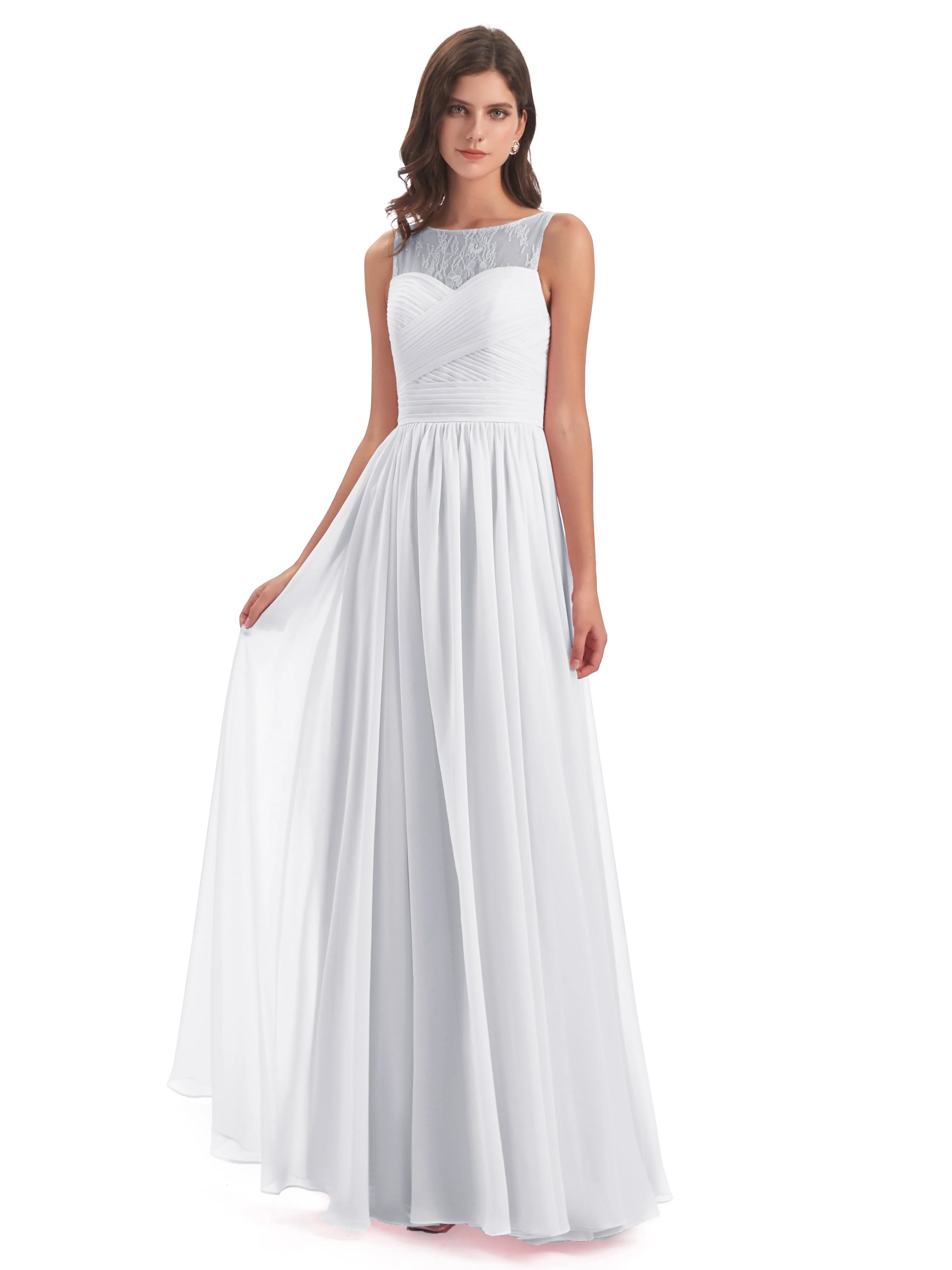 Robyn Magic Lace/Chiffon Illusion Long Bridesmaid Dresses