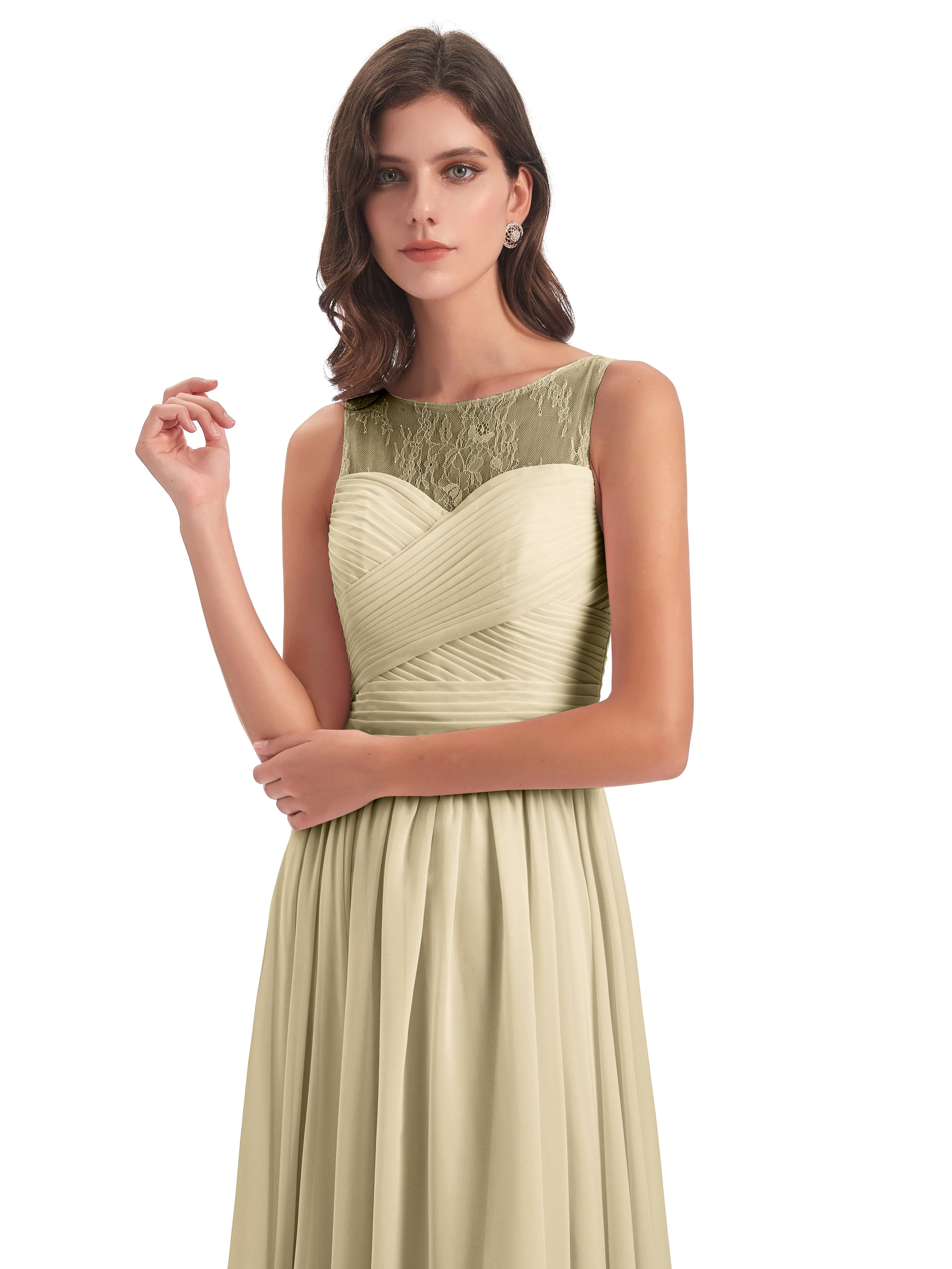 Robyn Magic Lace/Chiffon Illusion Long Bridesmaid Dresses