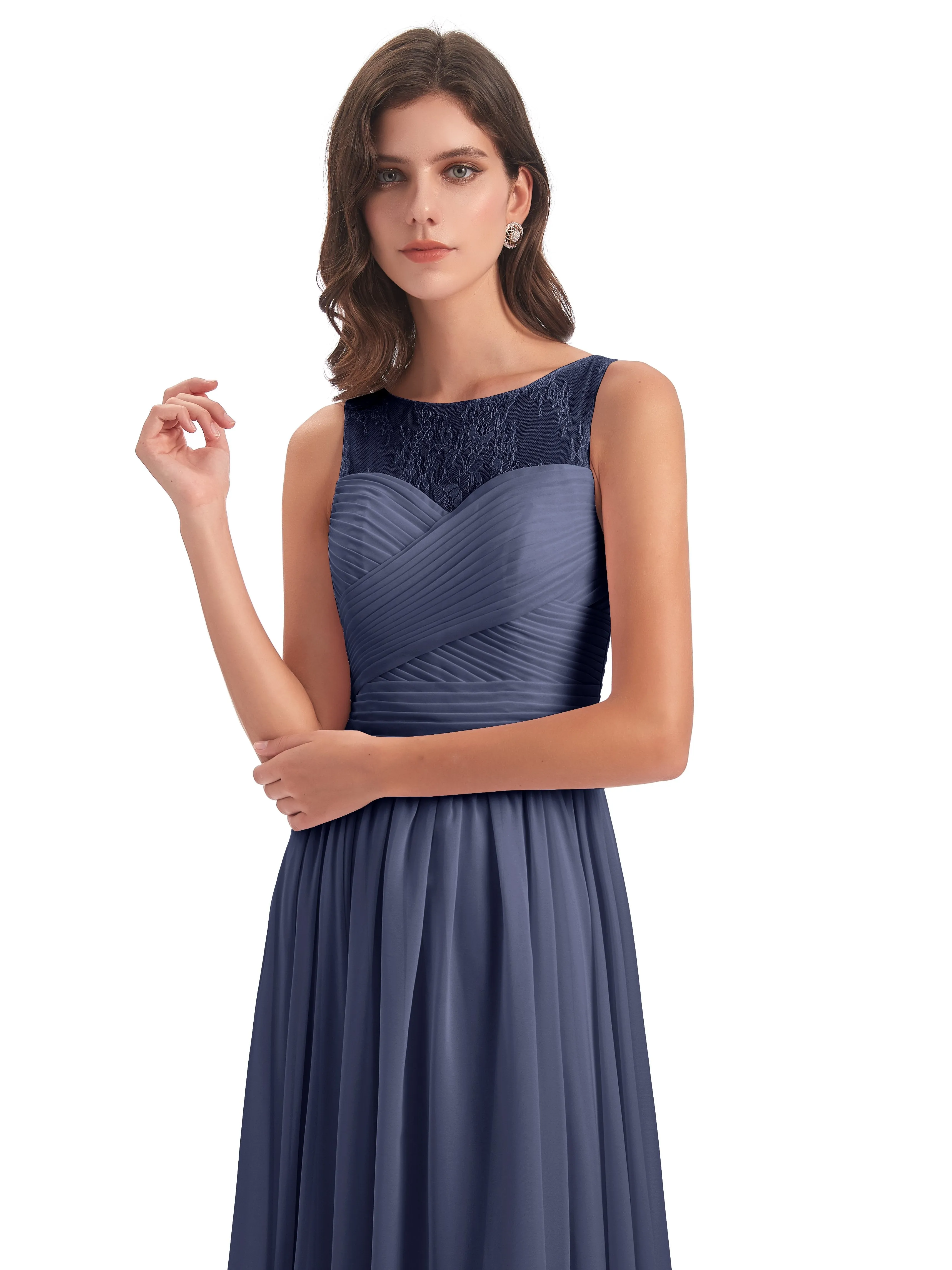 Robyn Magic Lace/Chiffon Illusion Long Bridesmaid Dresses
