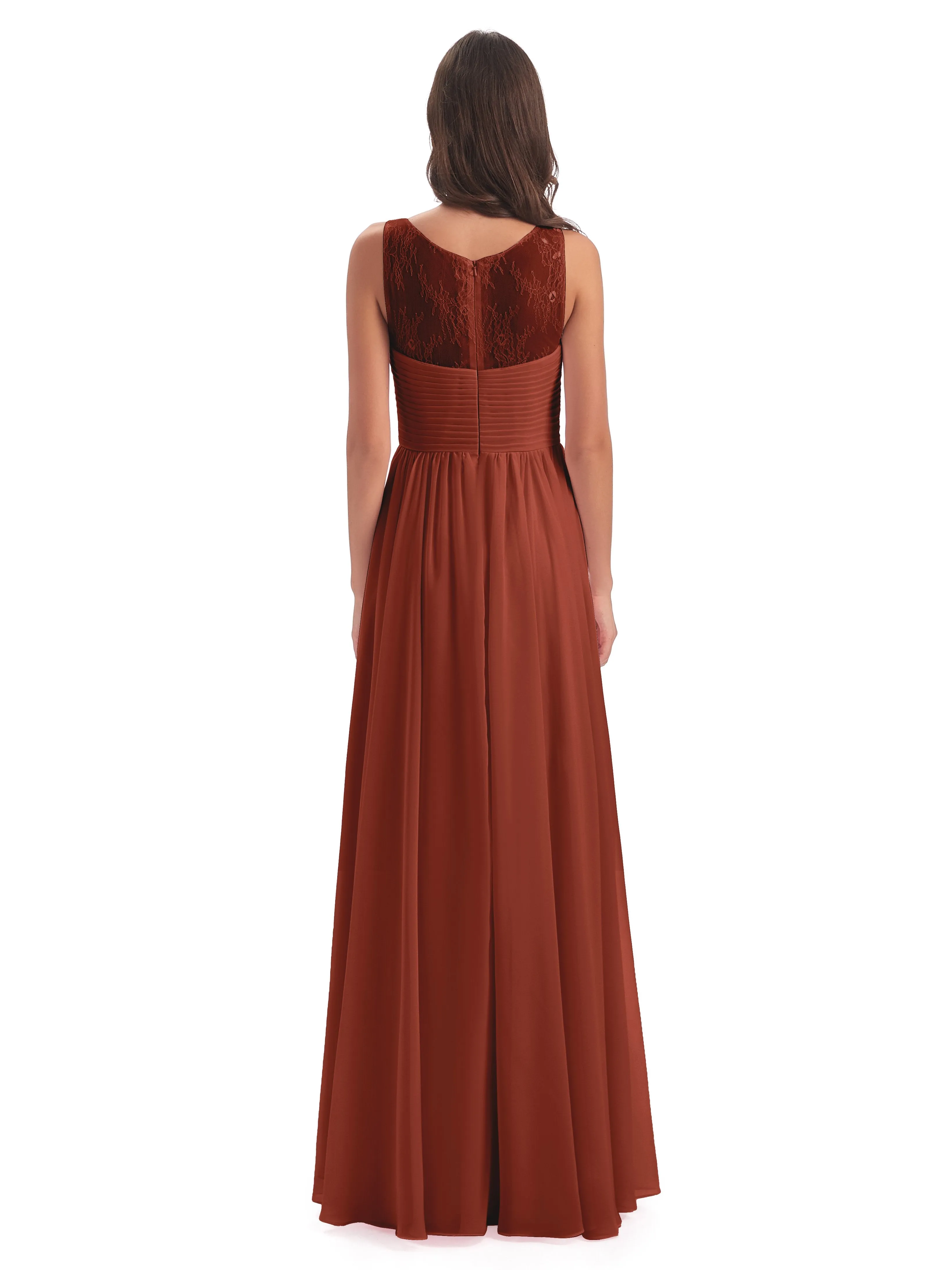 Robyn Magic Lace/Chiffon Illusion Long Bridesmaid Dresses