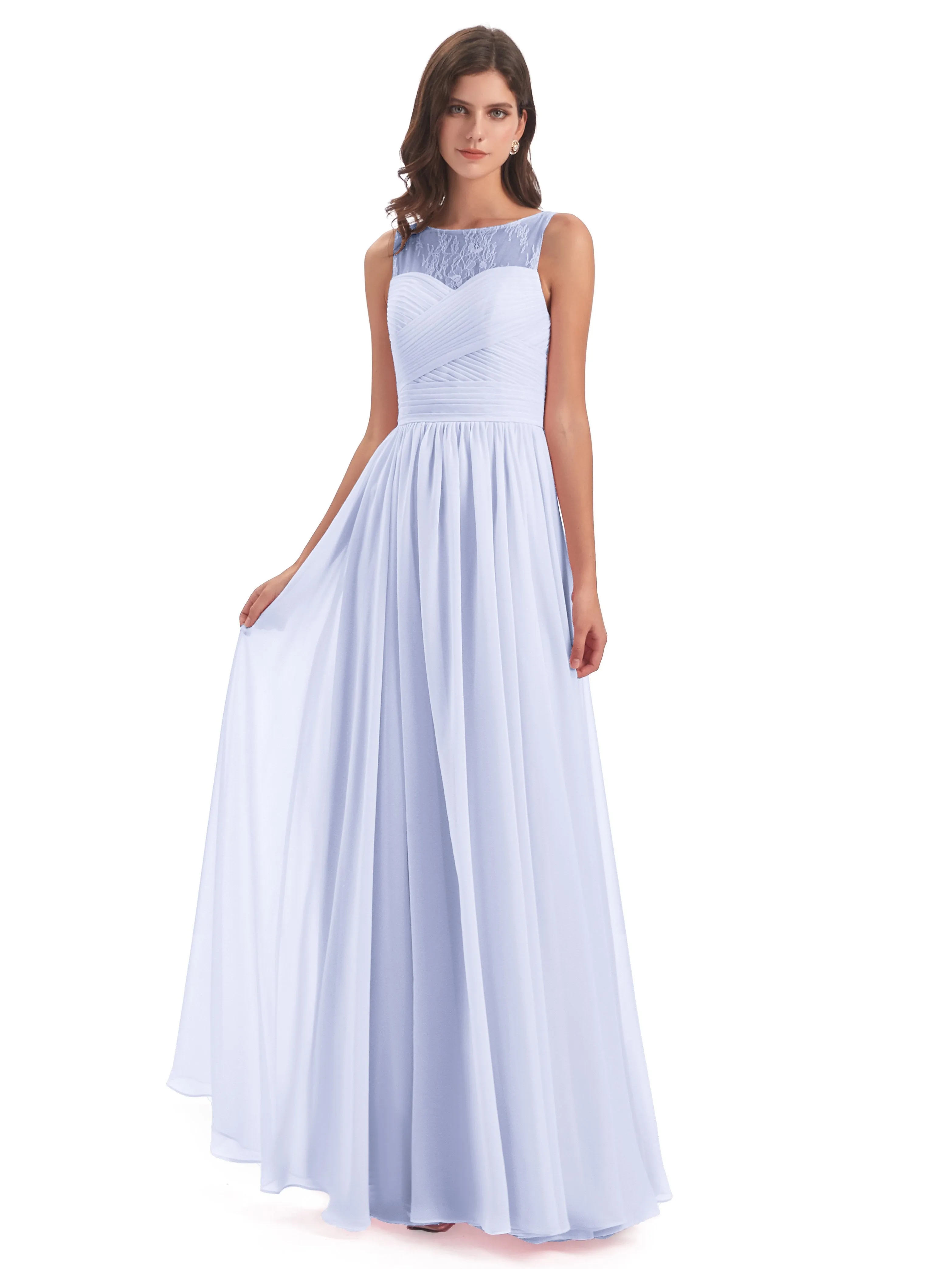Robyn Magic Lace/Chiffon Illusion Long Bridesmaid Dresses