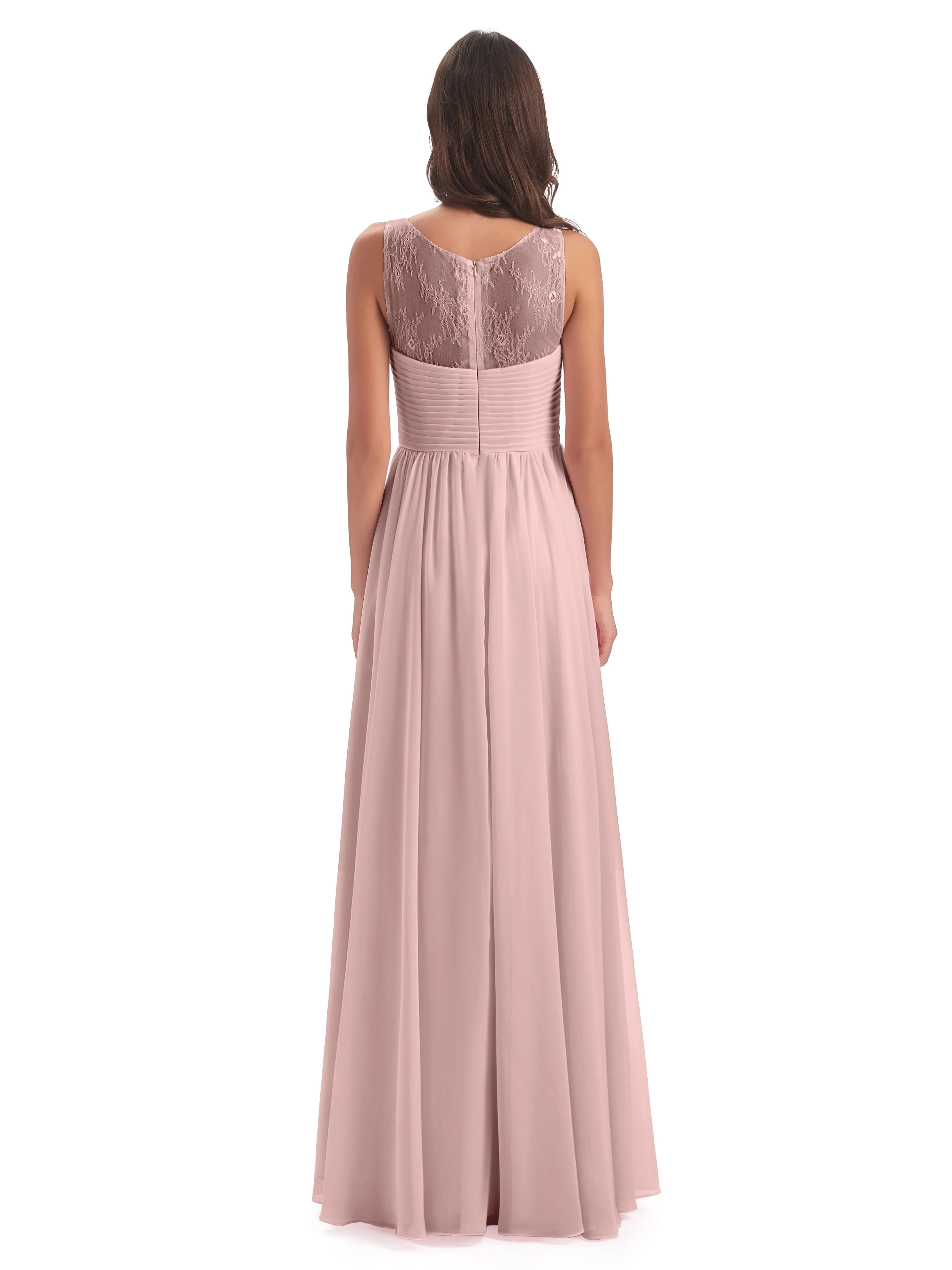 Robyn Magic Lace/Chiffon Illusion Long Bridesmaid Dresses