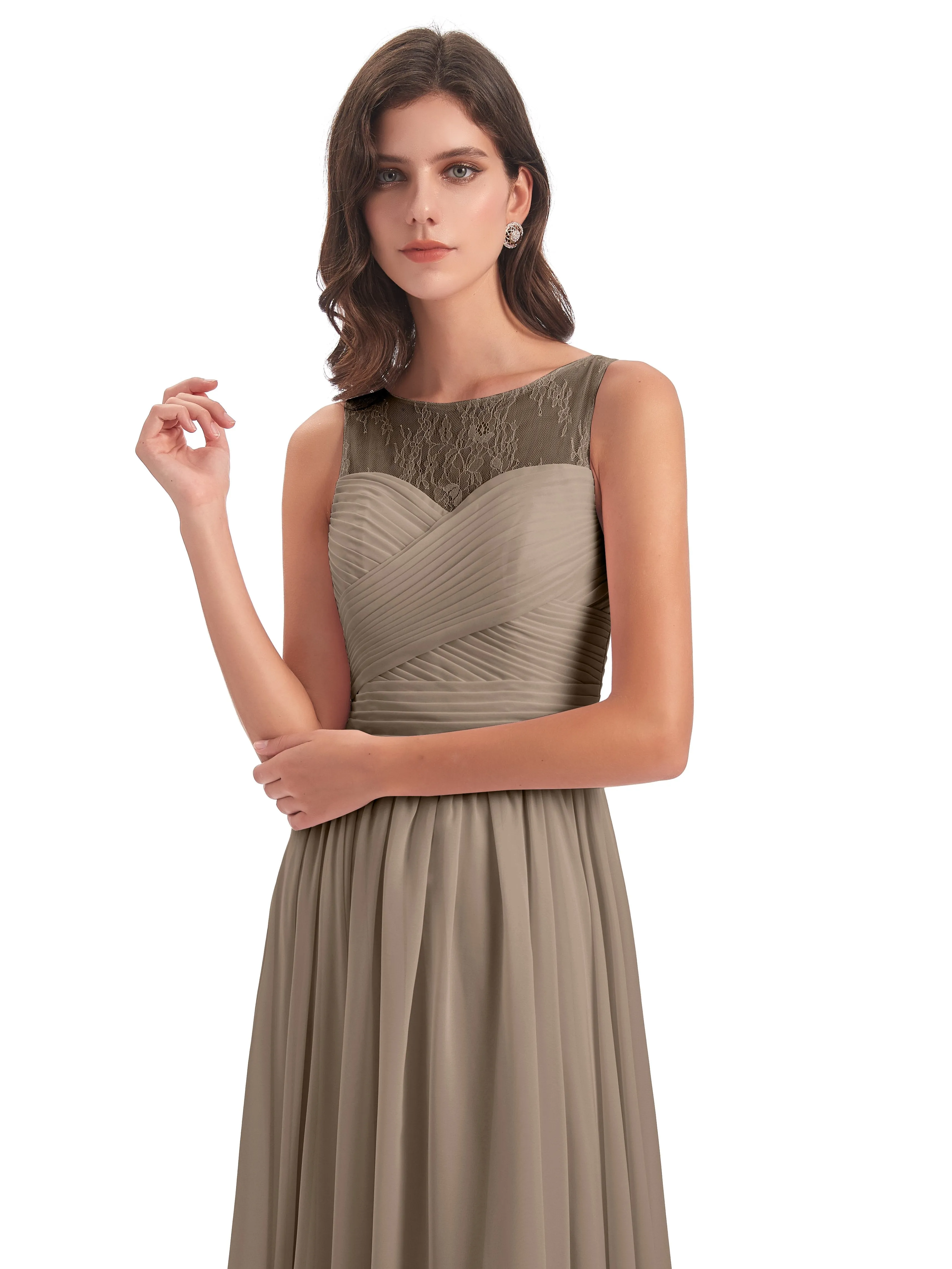 Robyn Magic Lace/Chiffon Illusion Long Bridesmaid Dresses
