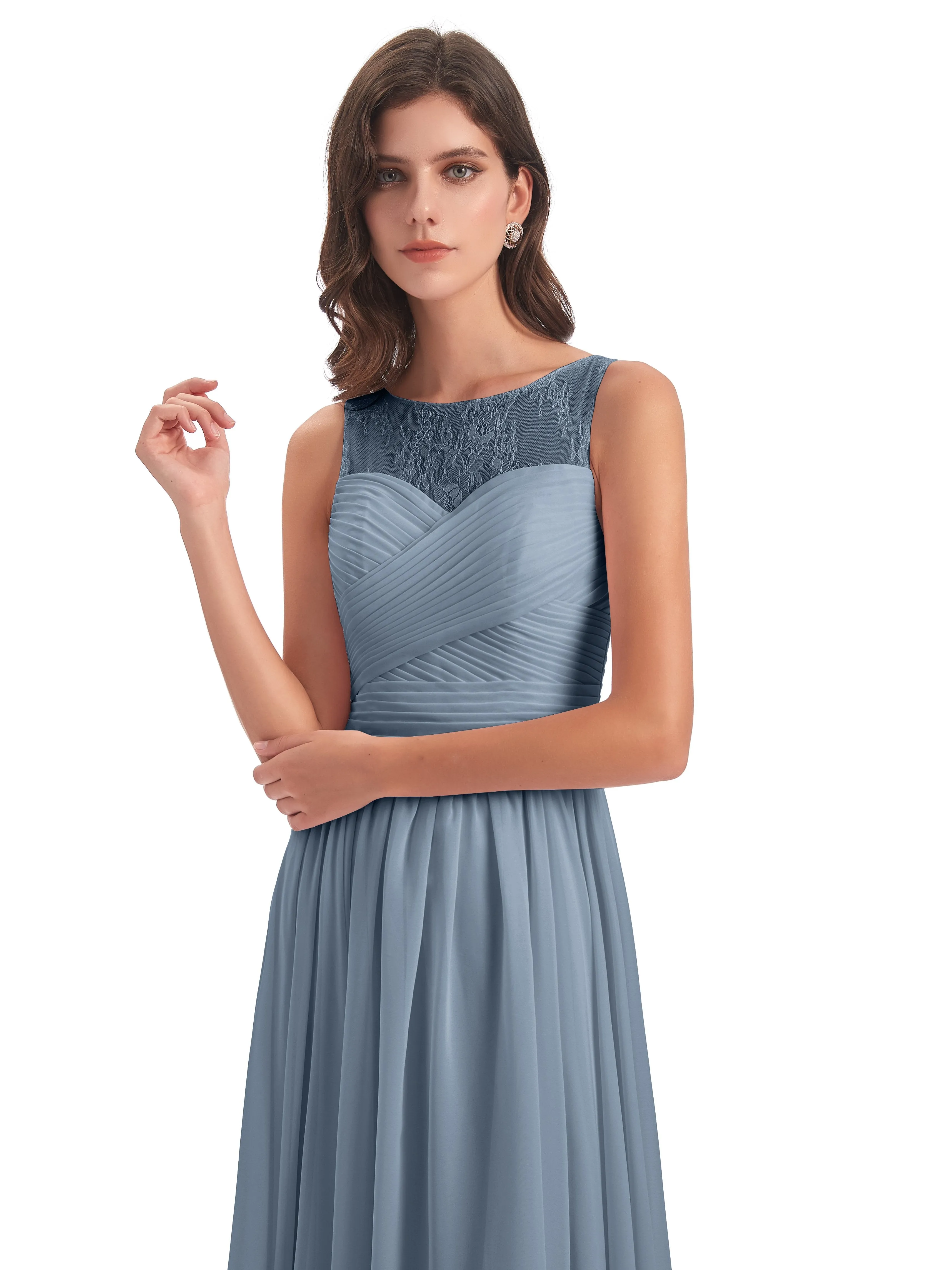 Robyn Magic Lace/Chiffon Illusion Long Bridesmaid Dresses