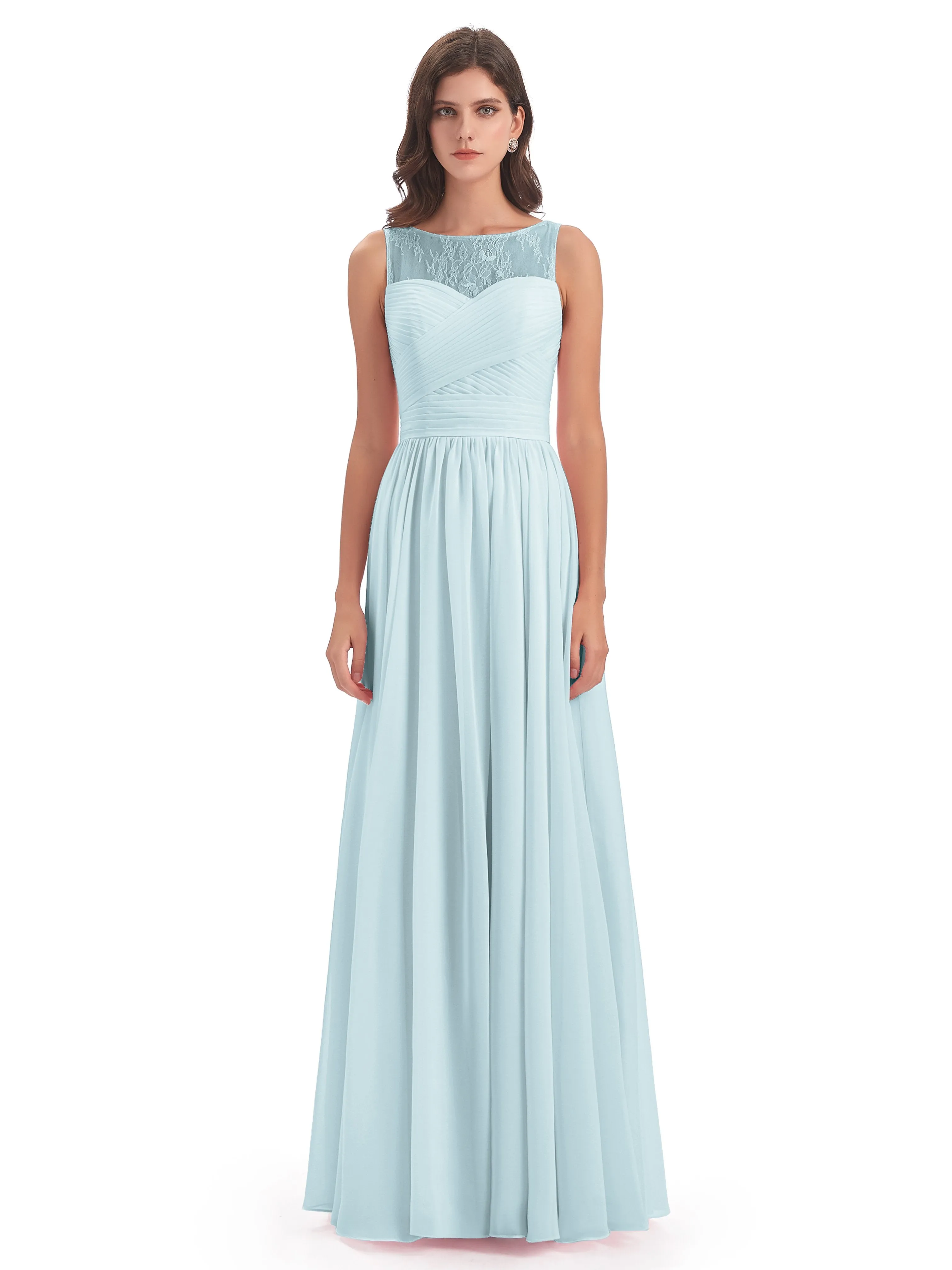 Robyn Magic Lace/Chiffon Illusion Long Bridesmaid Dresses