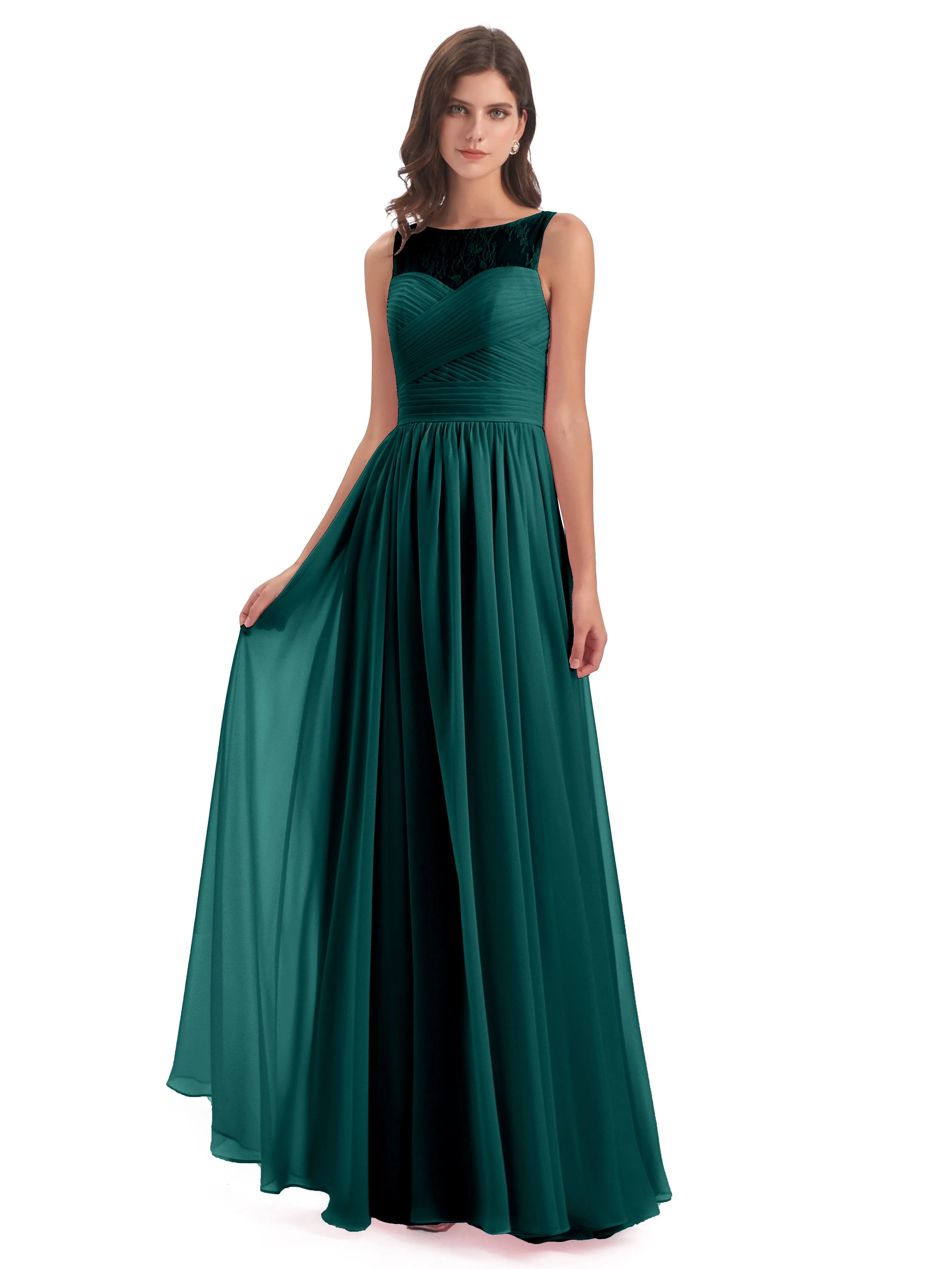 Robyn Magic Lace/Chiffon Illusion Long Bridesmaid Dresses
