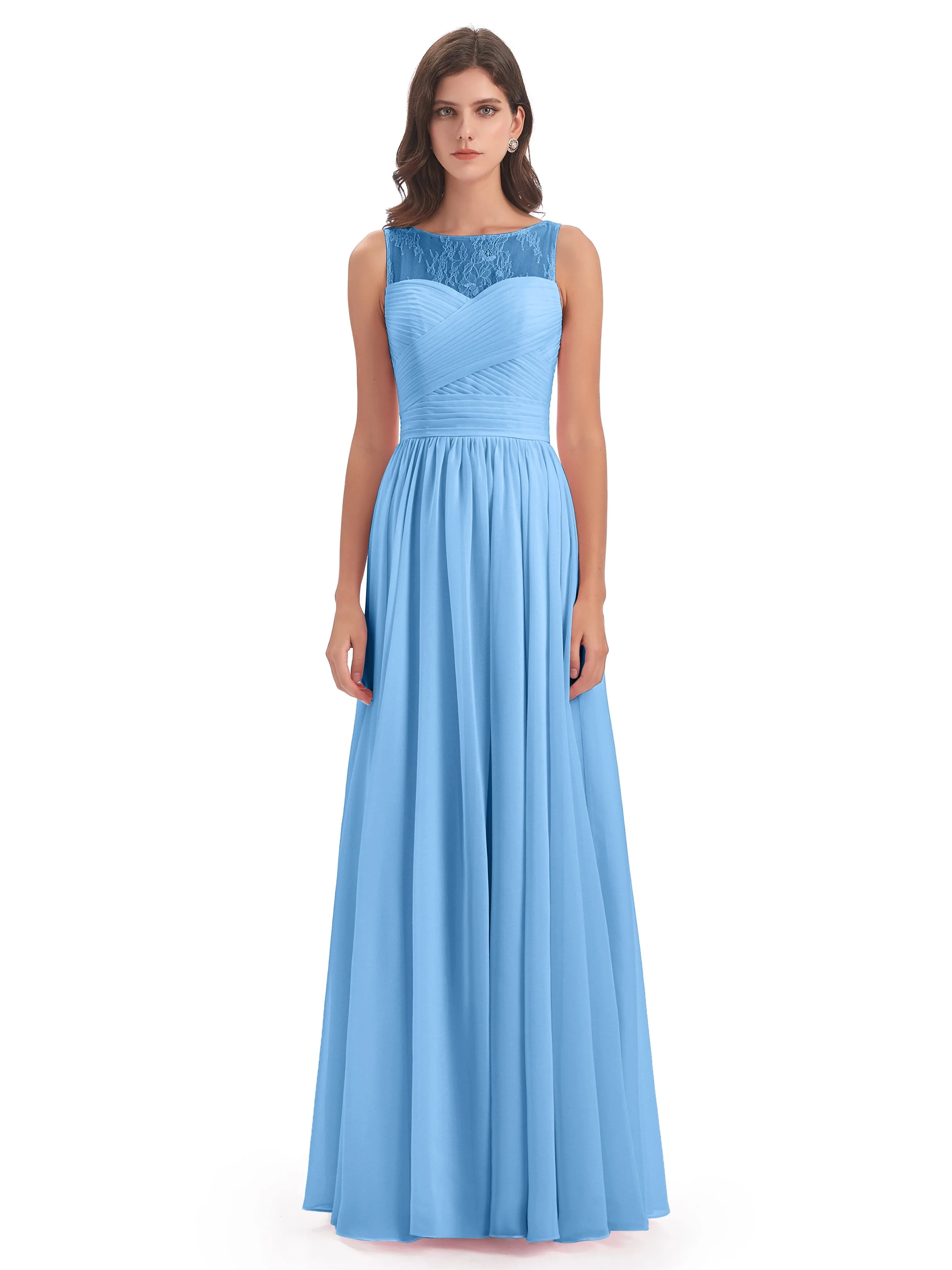 Robyn Magic Lace/Chiffon Illusion Long Bridesmaid Dresses