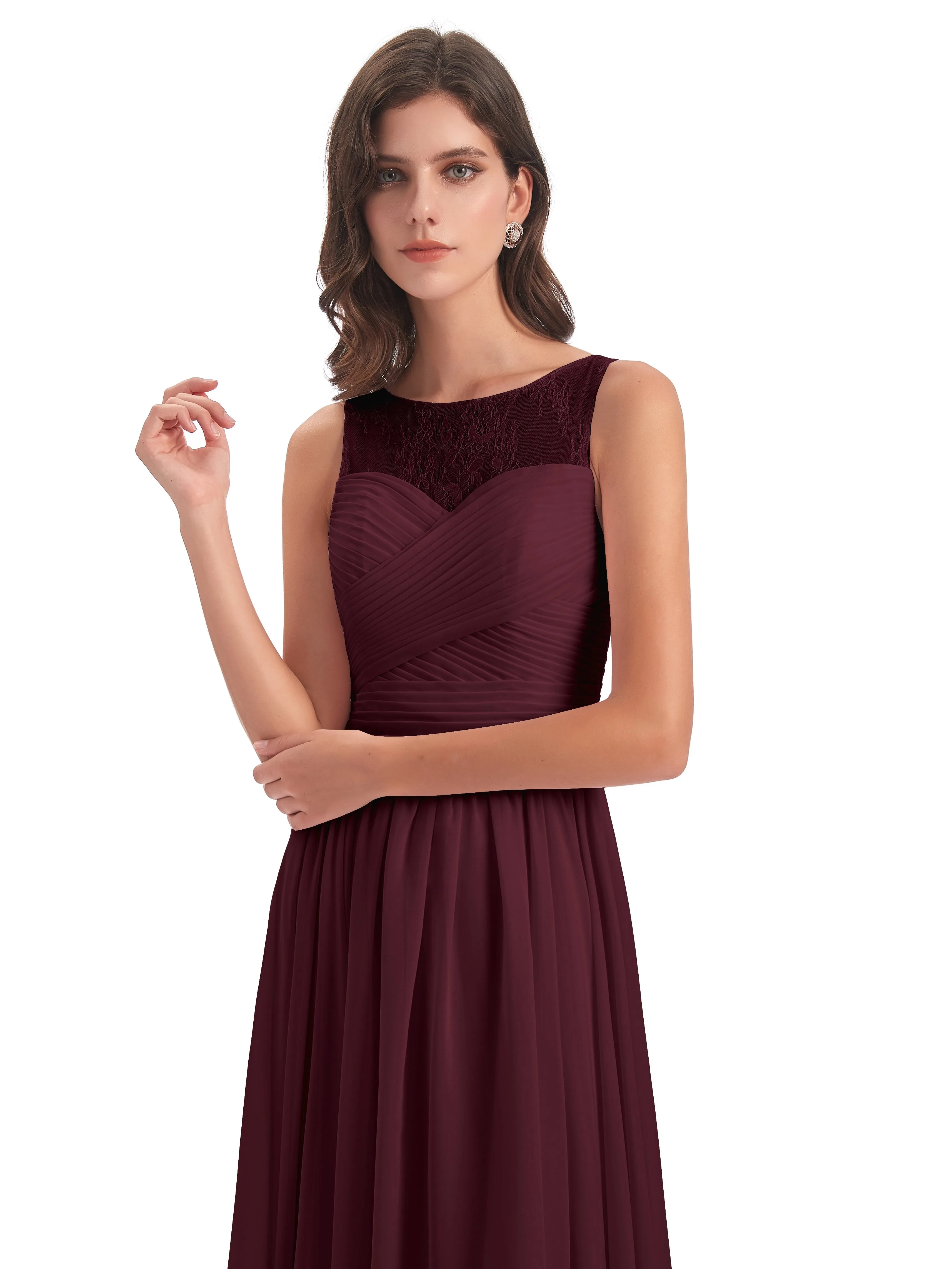 Robyn Magic Lace/Chiffon Illusion Long Bridesmaid Dresses