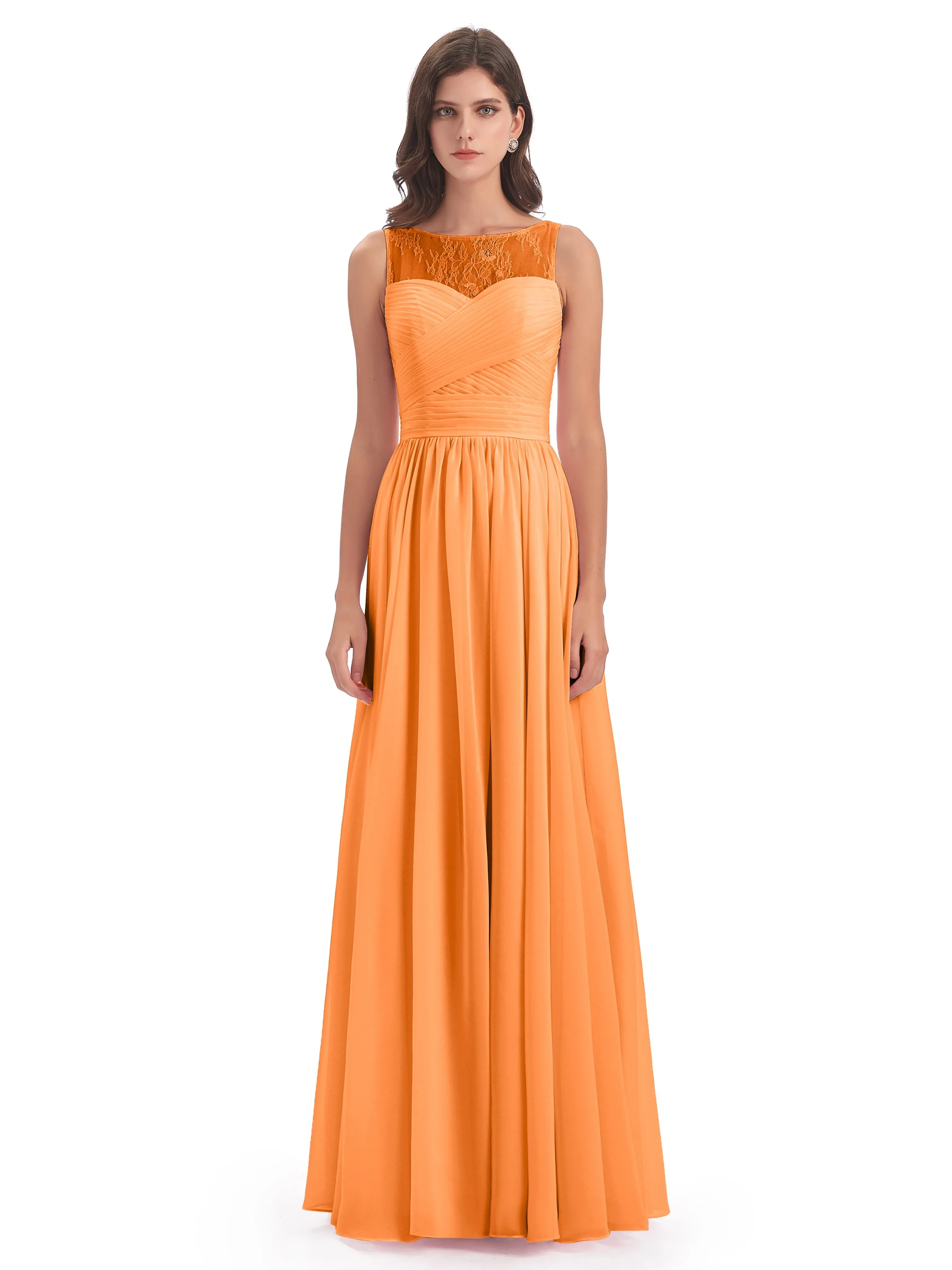 Robyn Magic Lace/Chiffon Illusion Long Bridesmaid Dresses