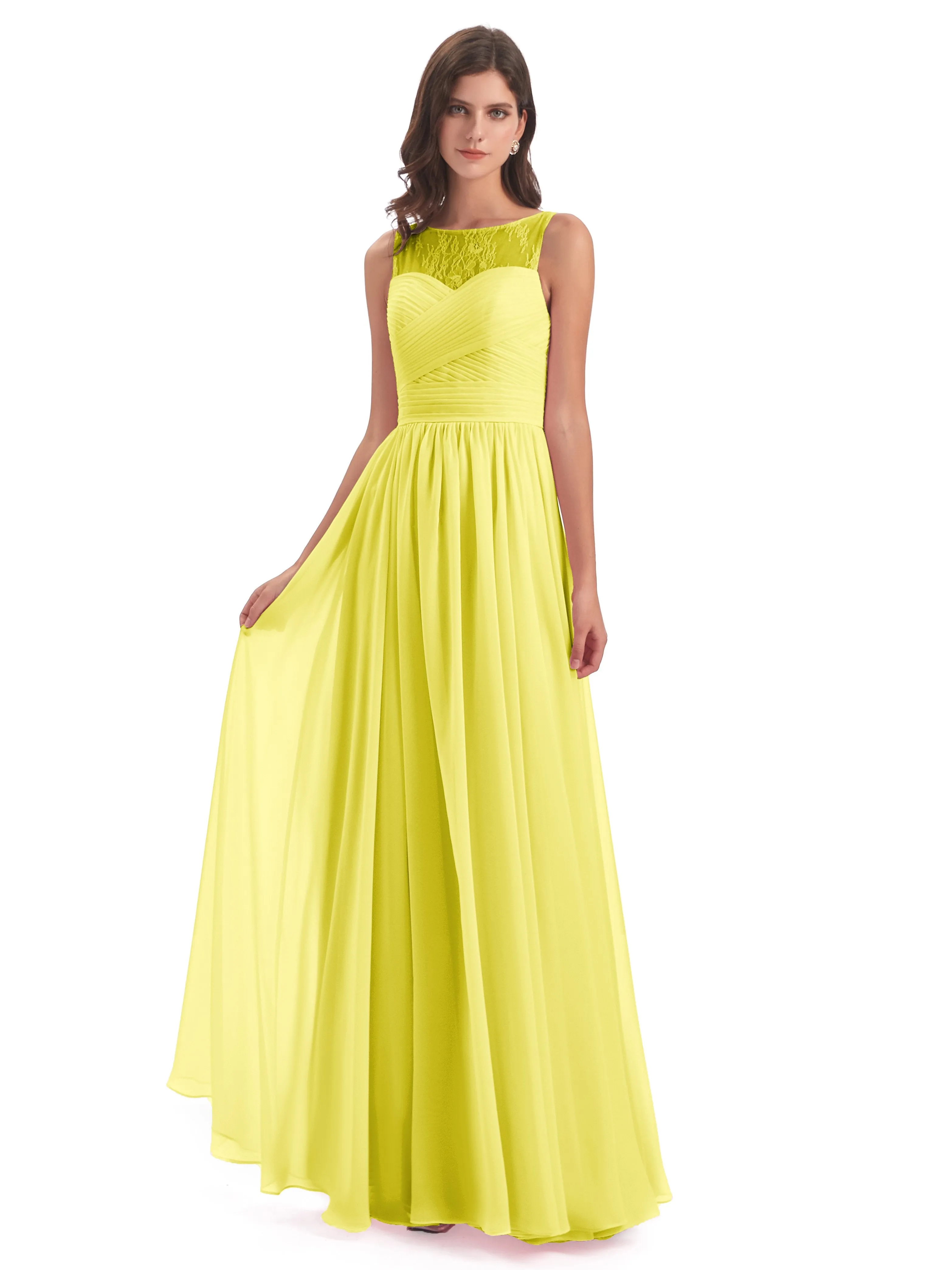 Robyn Magic Lace/Chiffon Illusion Long Bridesmaid Dresses
