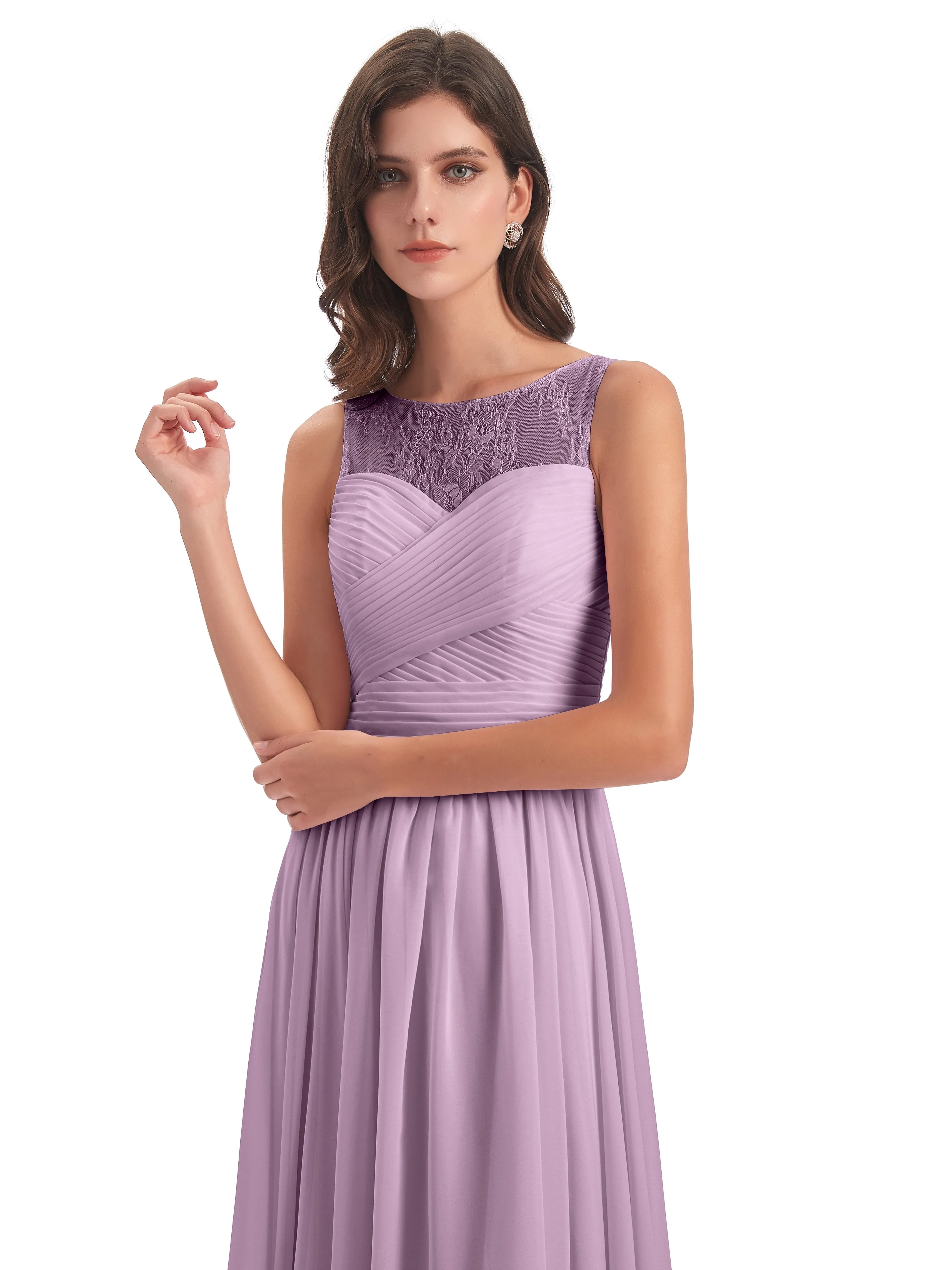 Robyn Magic Lace/Chiffon Illusion Long Bridesmaid Dresses