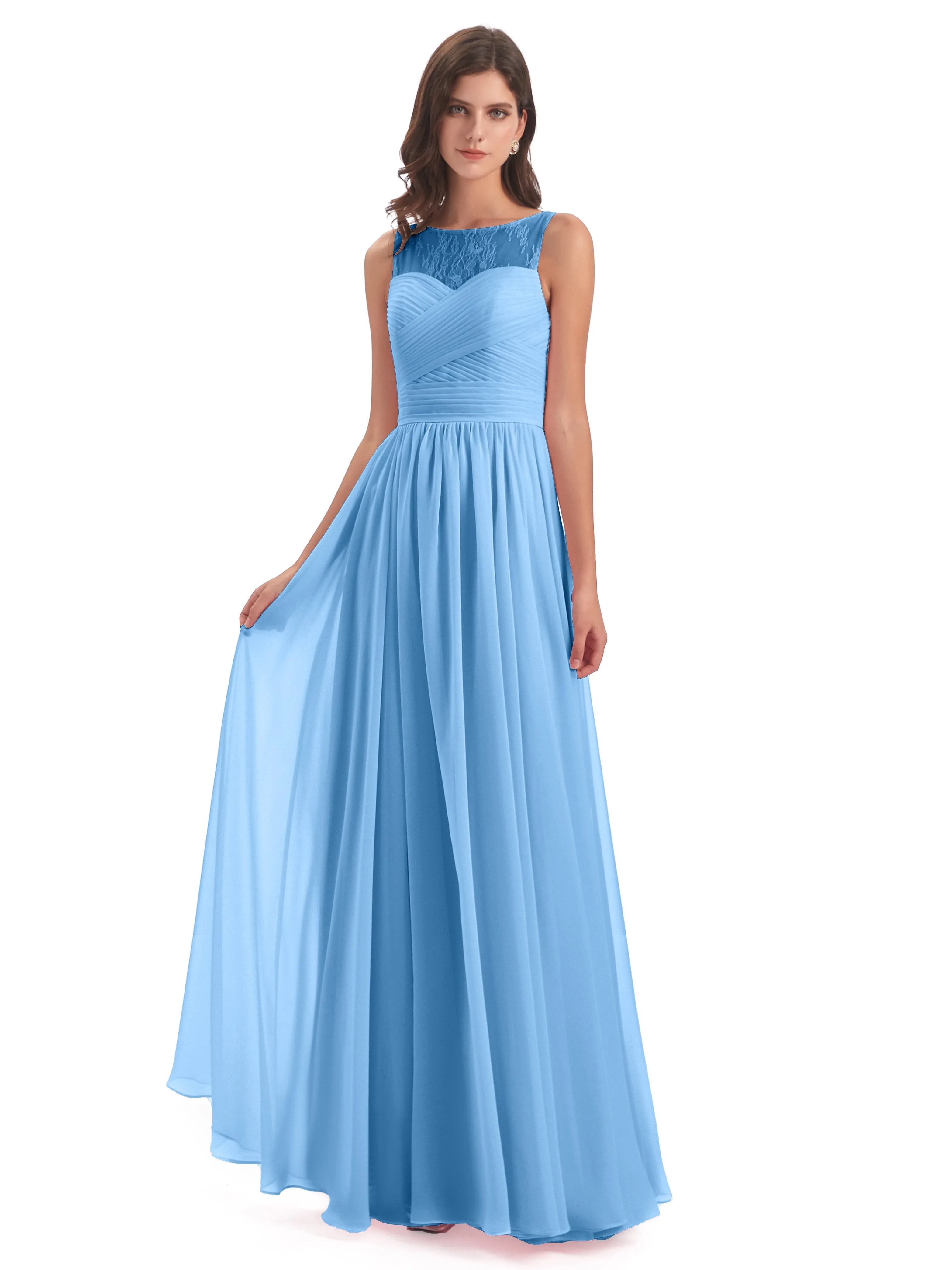 Robyn Magic Lace/Chiffon Illusion Long Bridesmaid Dresses