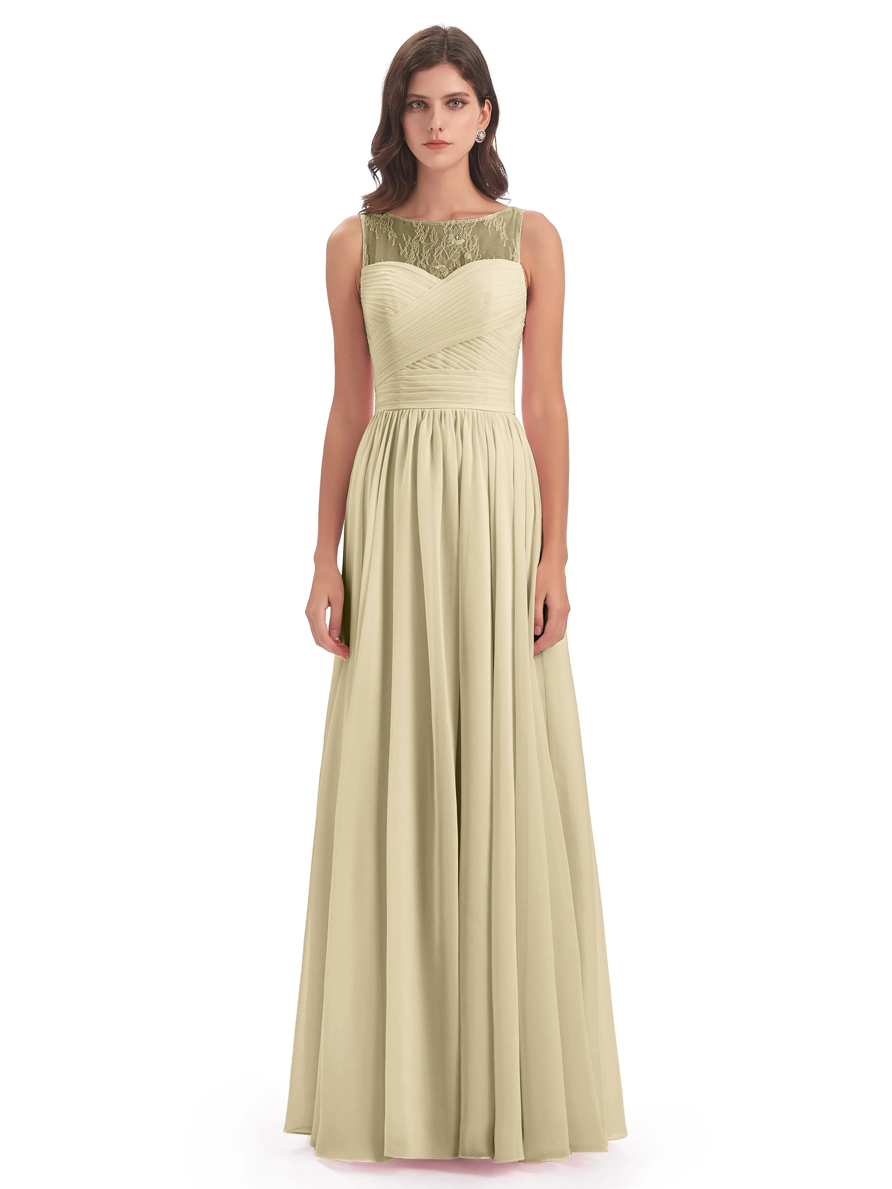 Robyn Magic Lace/Chiffon Illusion Long Bridesmaid Dresses