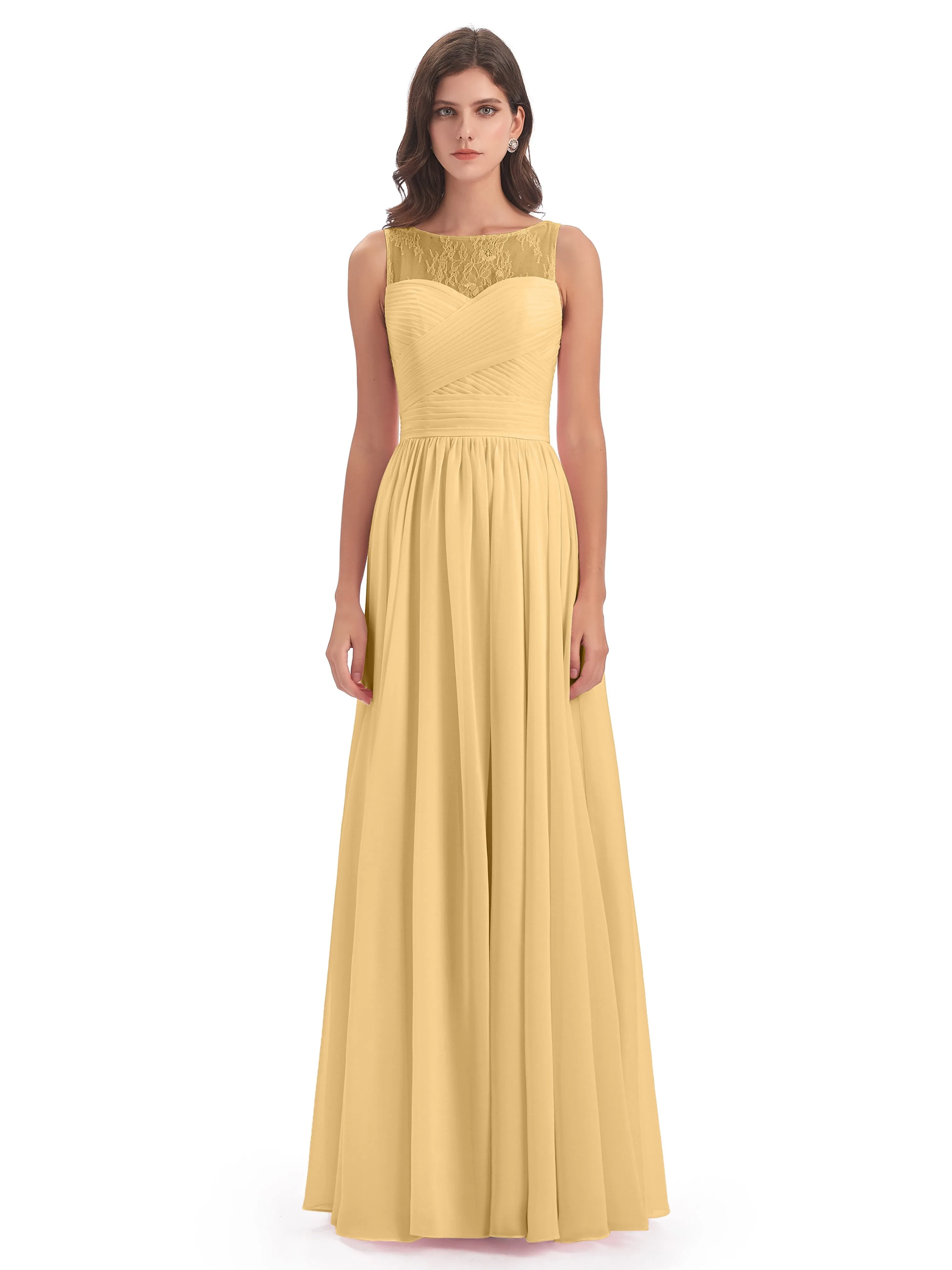 Robyn Magic Lace/Chiffon Illusion Long Bridesmaid Dresses