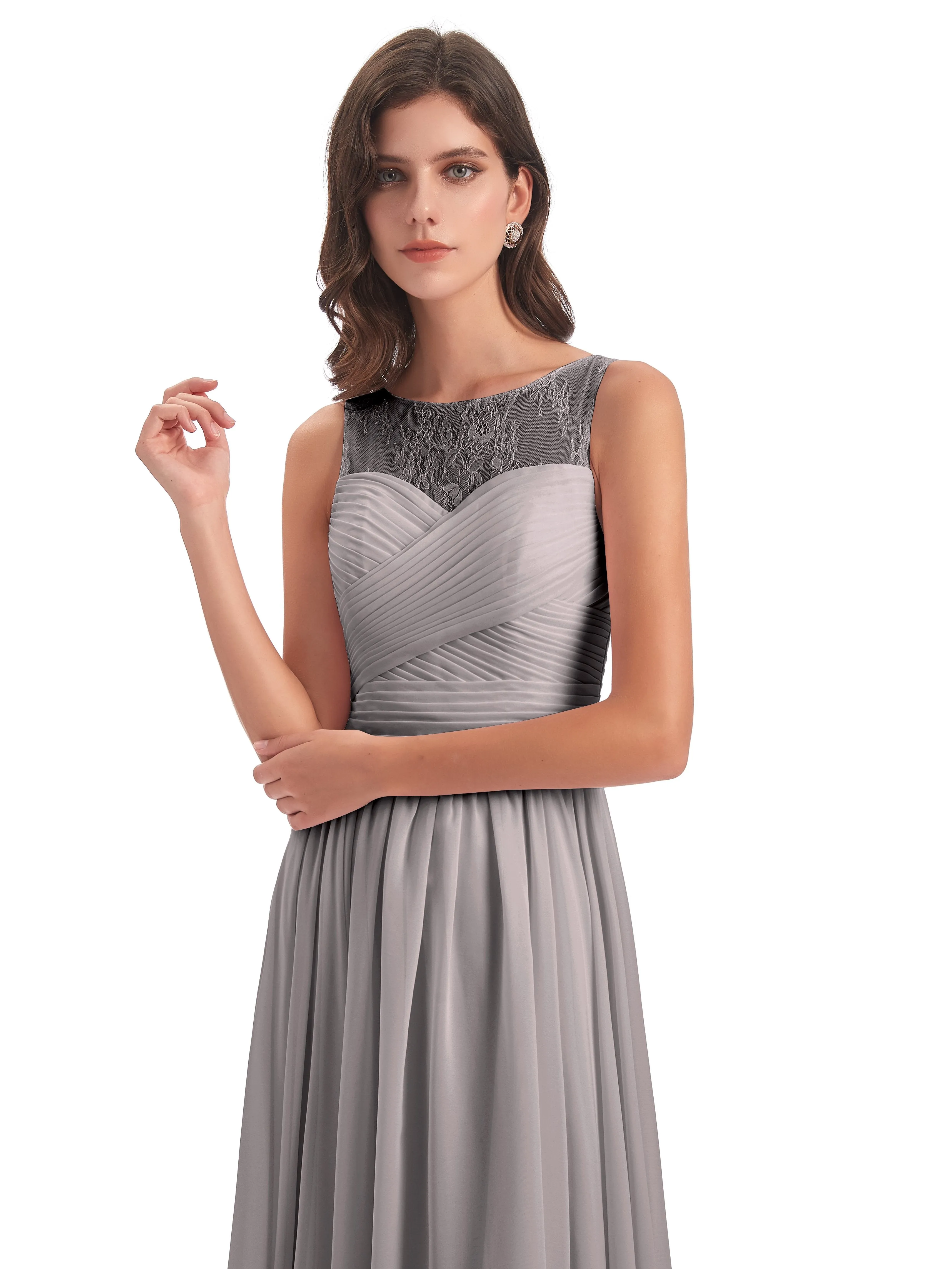 Robyn Magic Lace/Chiffon Illusion Long Bridesmaid Dresses