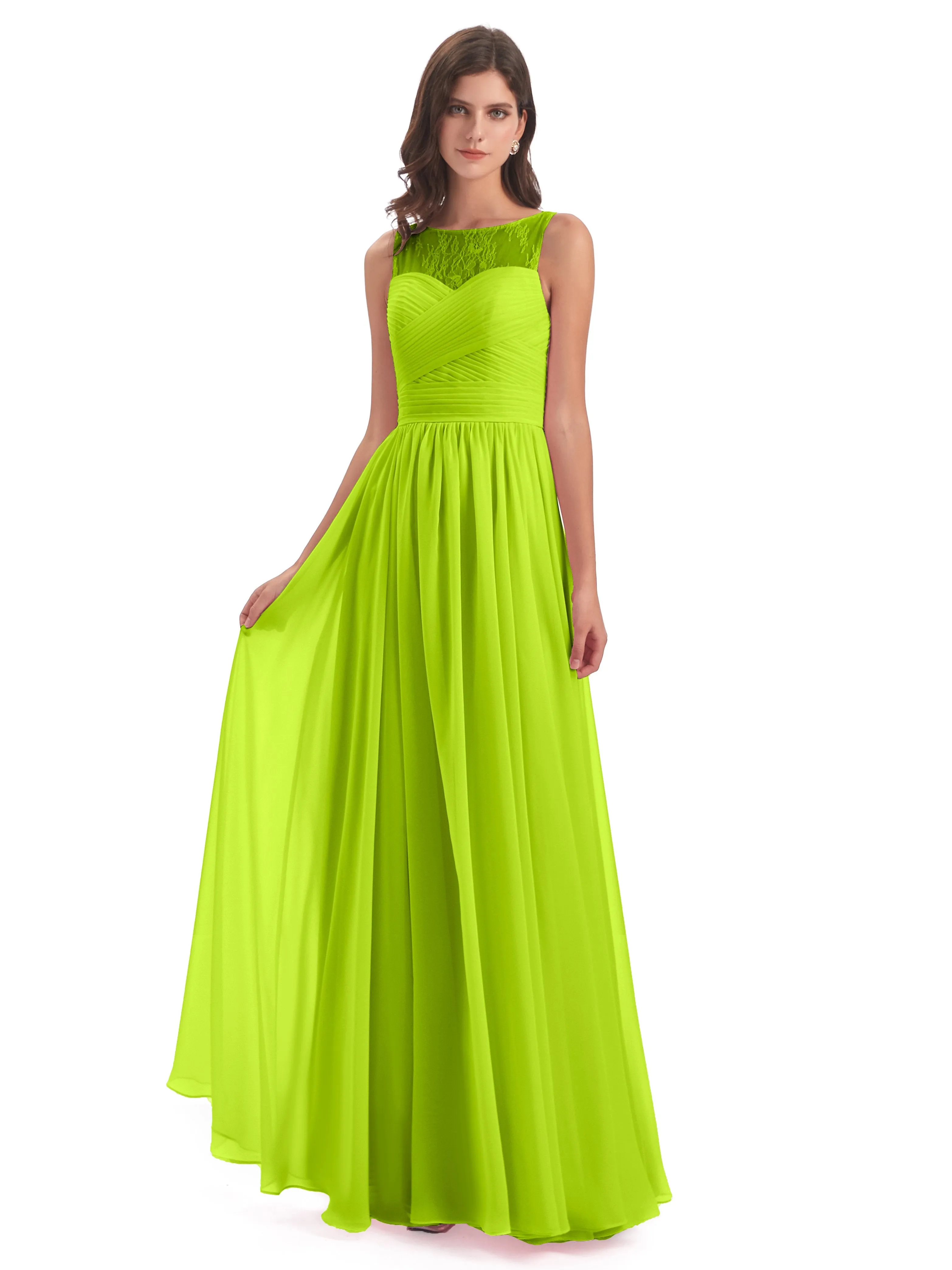 Robyn Magic Lace/Chiffon Illusion Long Bridesmaid Dresses