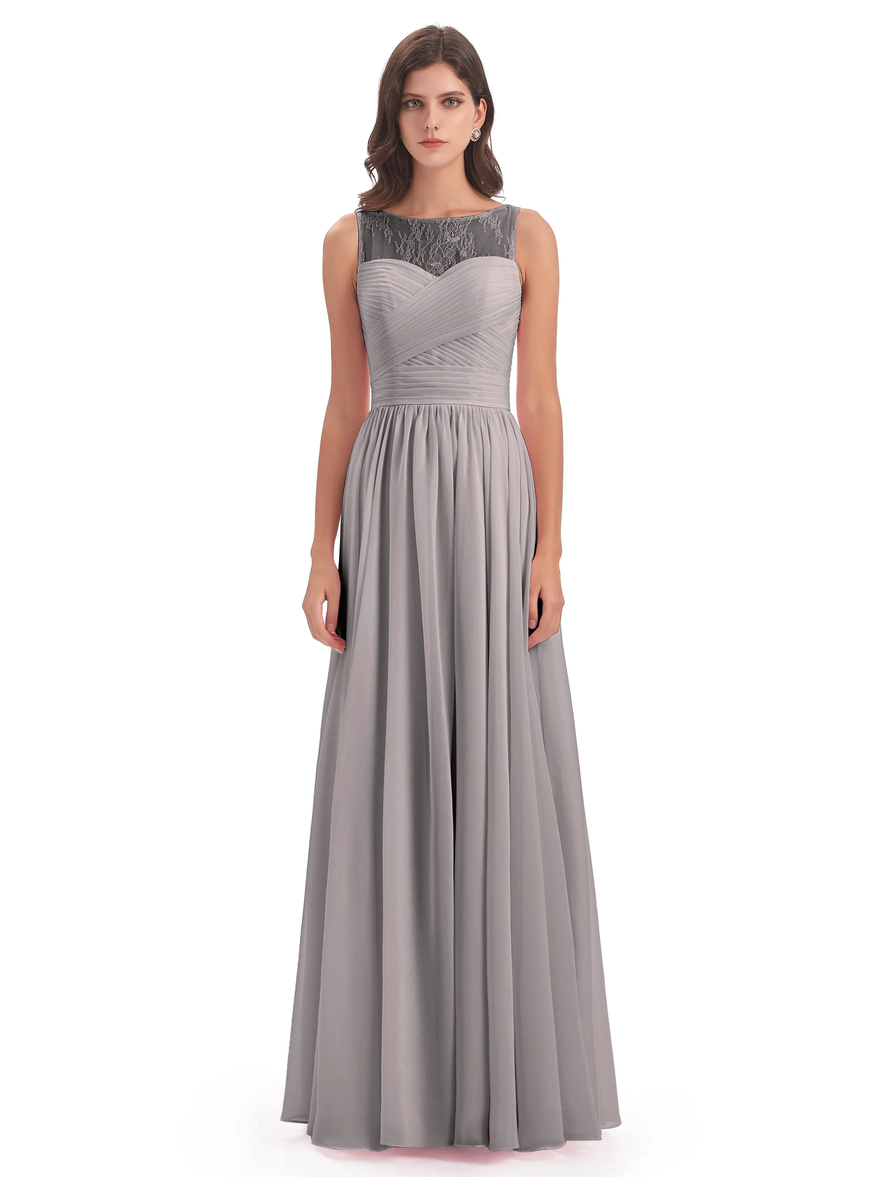 Robyn Magic Lace/Chiffon Illusion Long Bridesmaid Dresses