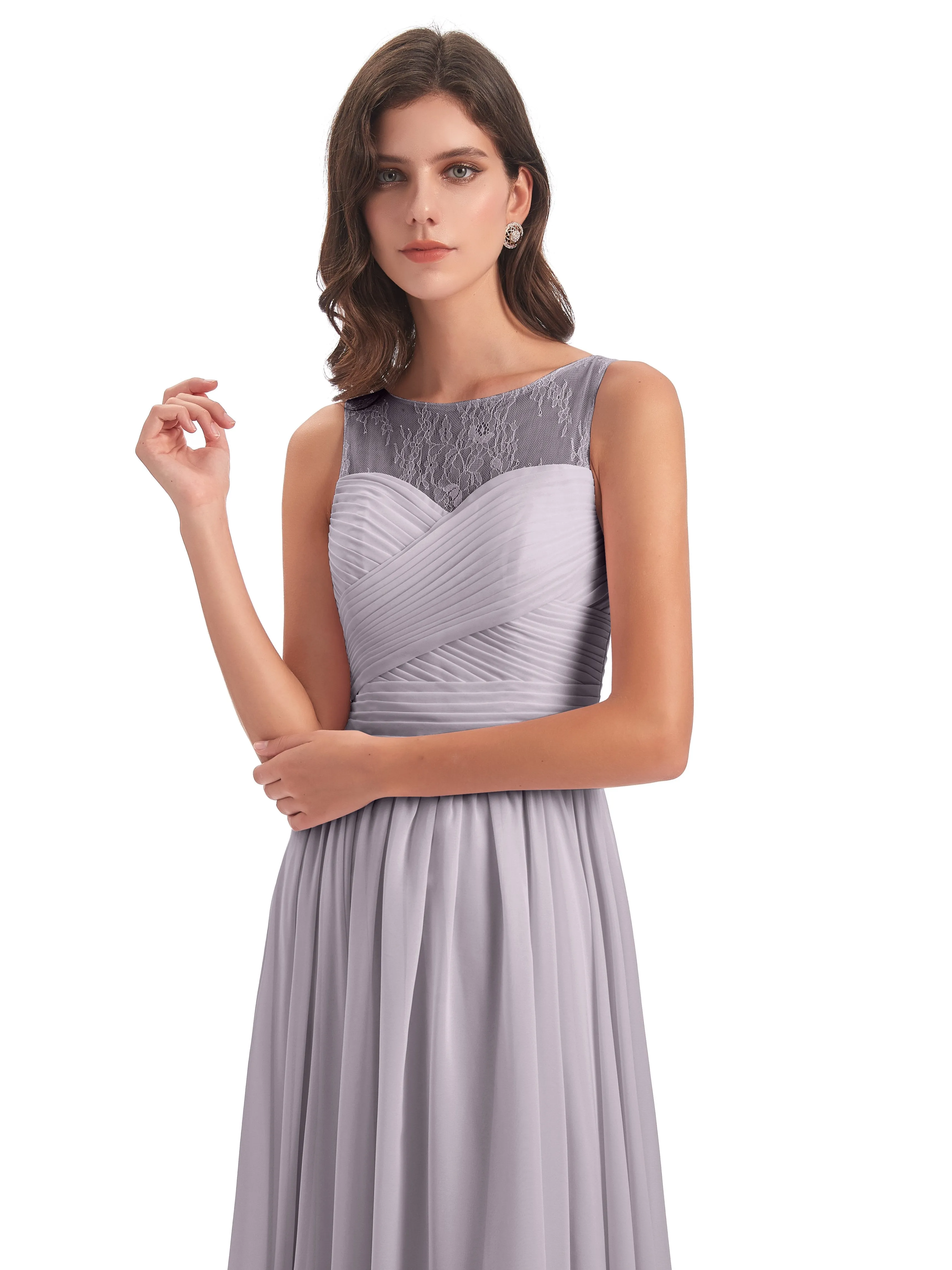 Robyn Magic Lace/Chiffon Illusion Long Bridesmaid Dresses
