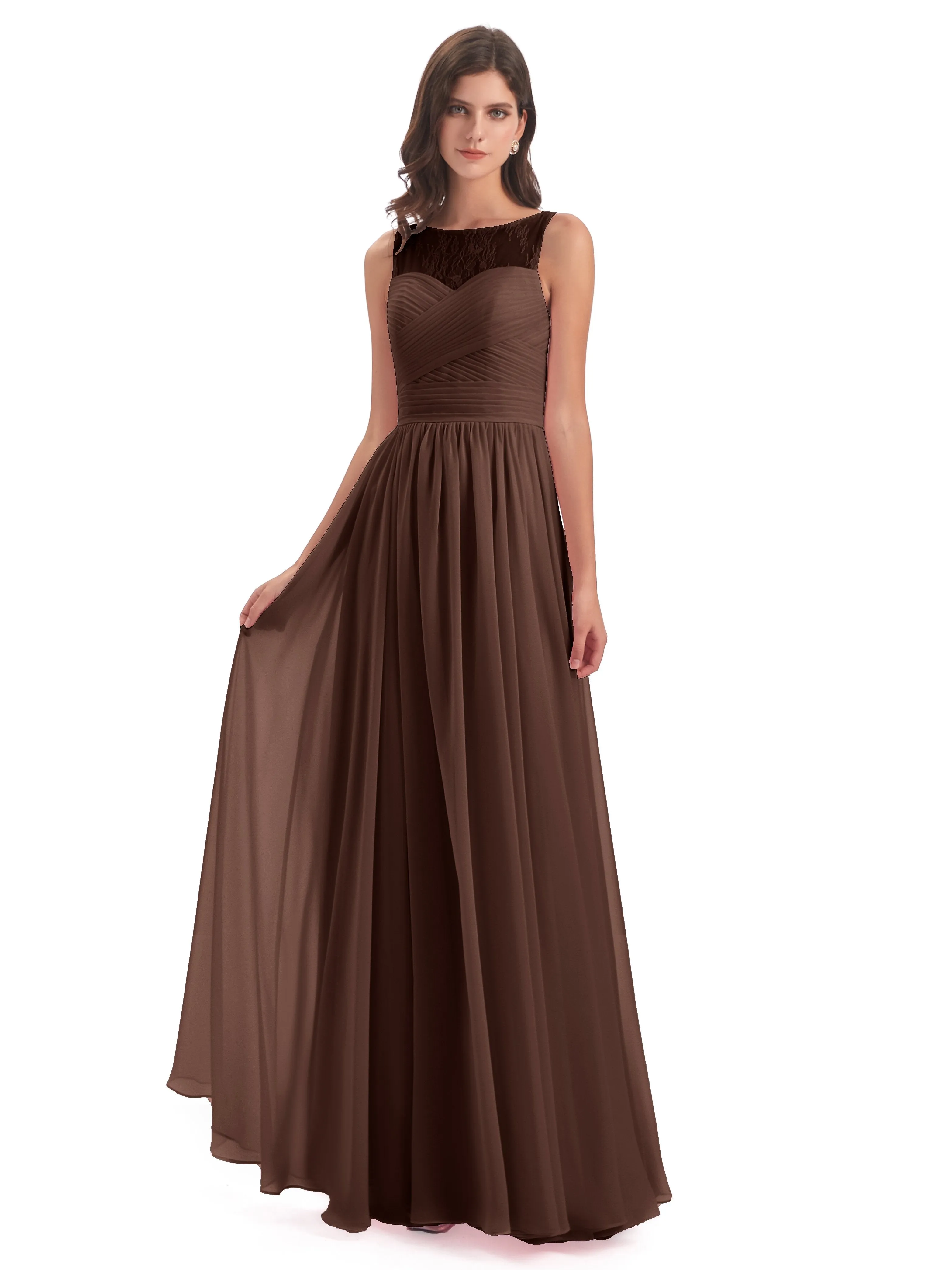 Robyn Magic Lace/Chiffon Illusion Long Bridesmaid Dresses