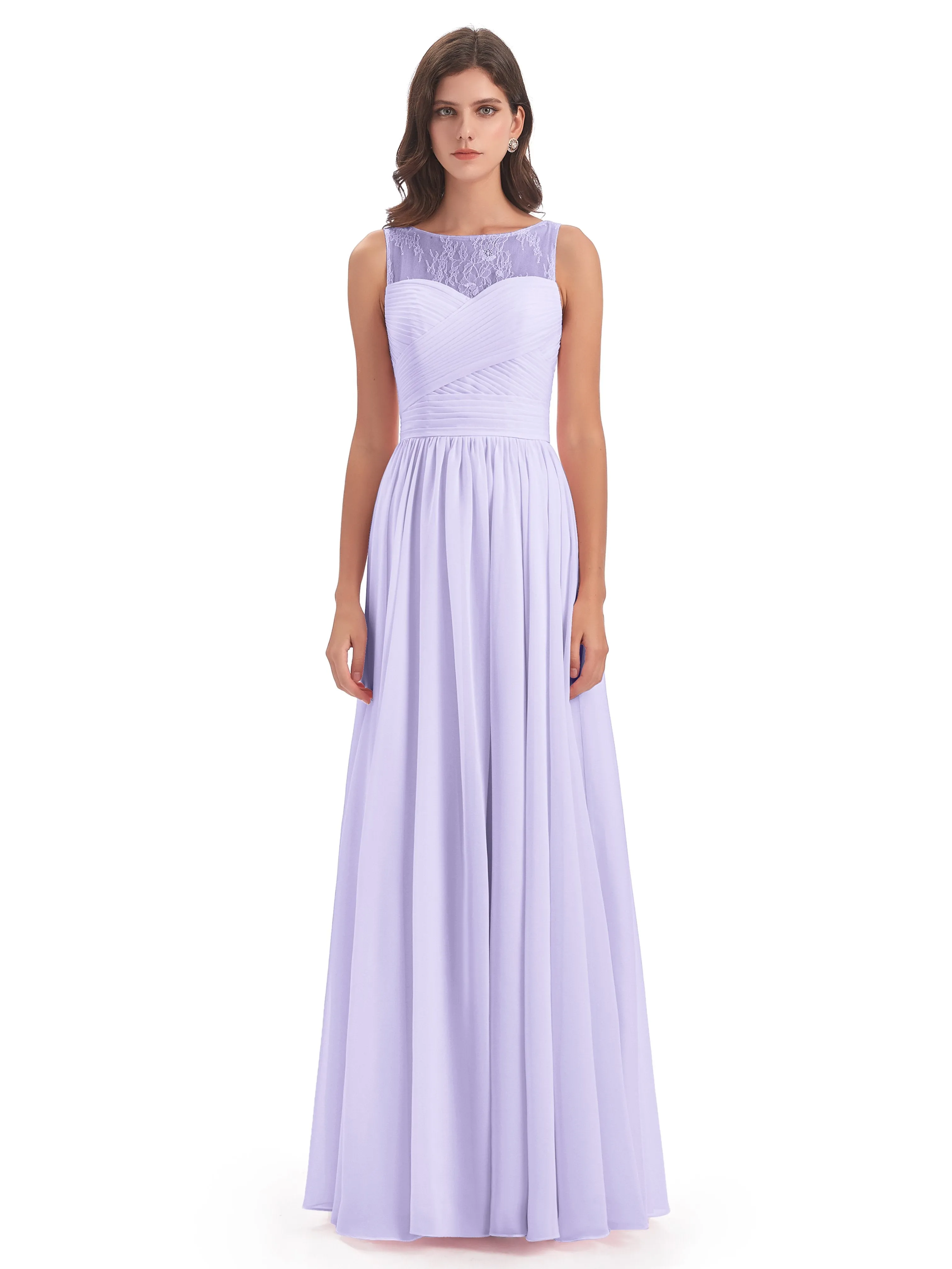 Robyn Magic Lace/Chiffon Illusion Long Bridesmaid Dresses