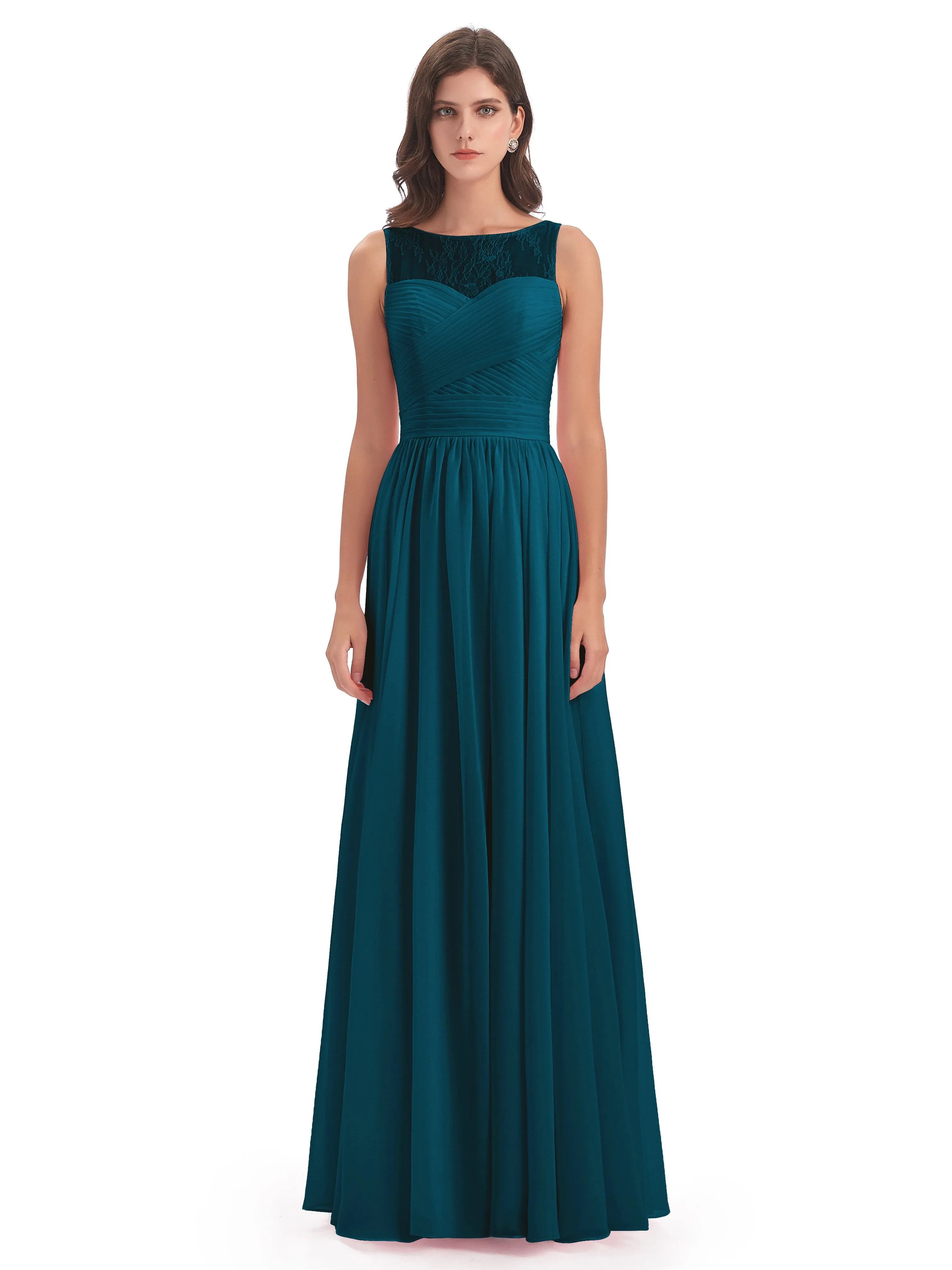 Robyn Magic Lace/Chiffon Illusion Long Bridesmaid Dresses