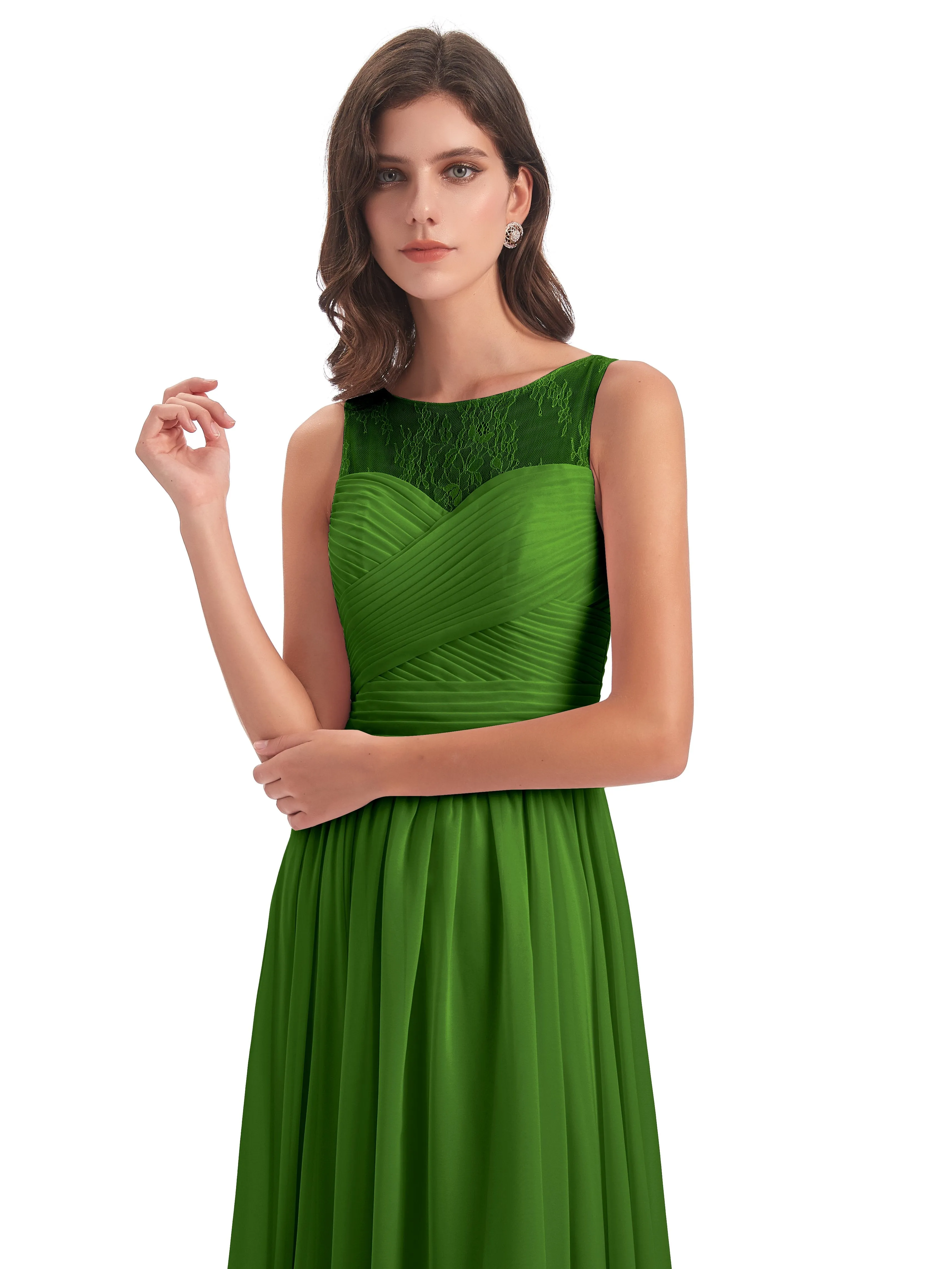 Robyn Magic Lace/Chiffon Illusion Long Bridesmaid Dresses