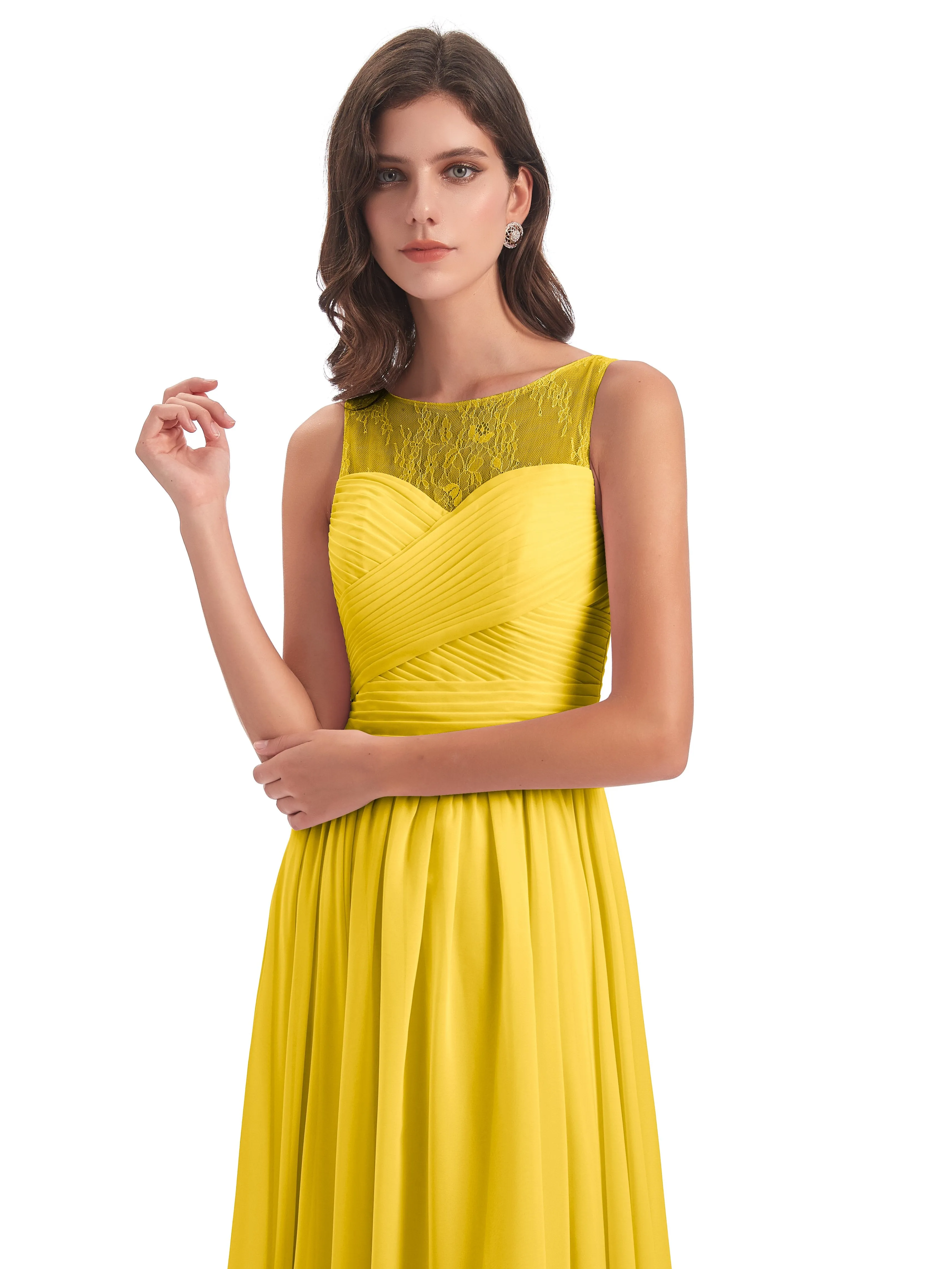 Robyn Magic Lace/Chiffon Illusion Long Bridesmaid Dresses