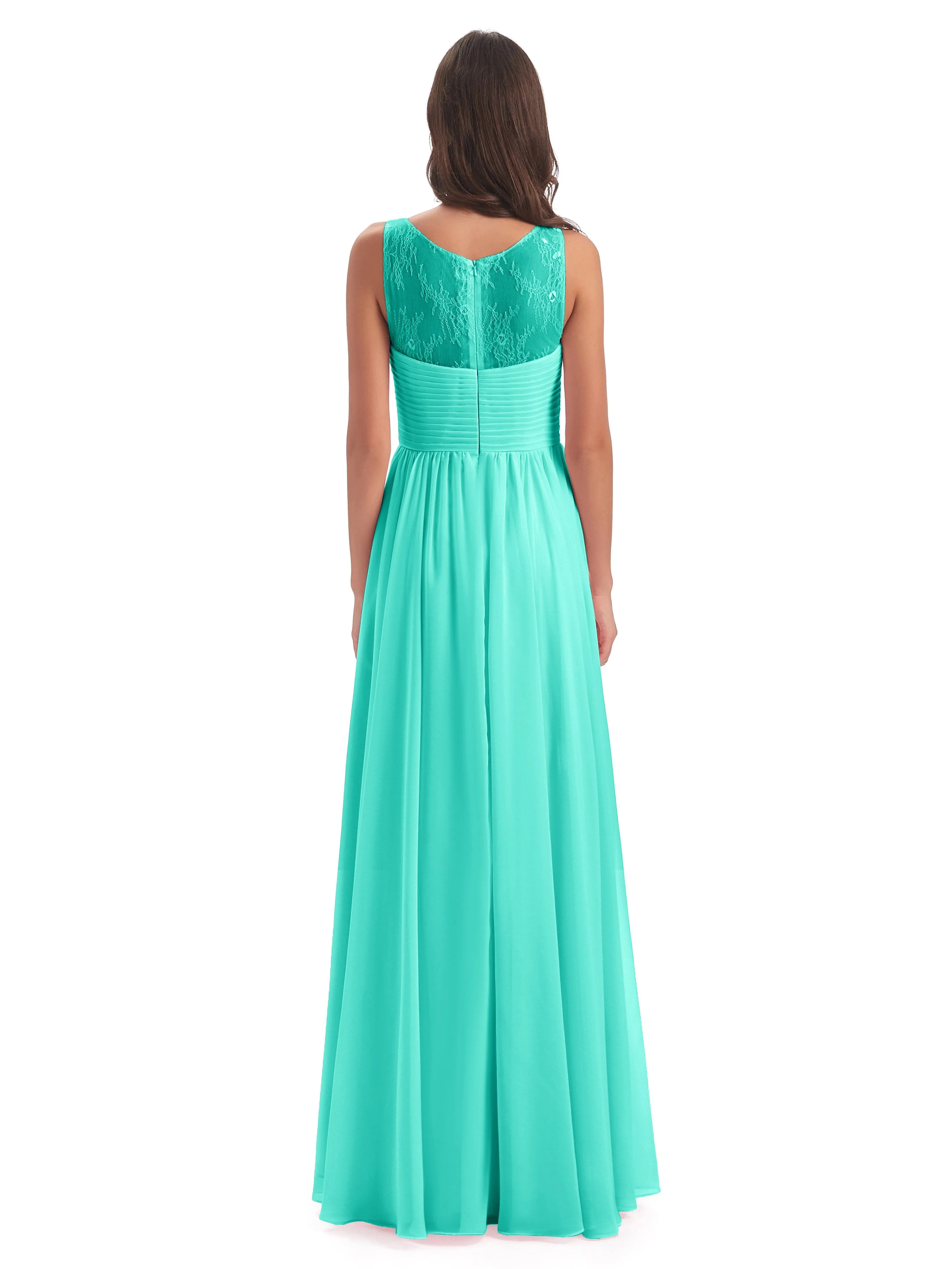 Robyn Magic Lace/Chiffon Illusion Long Bridesmaid Dresses