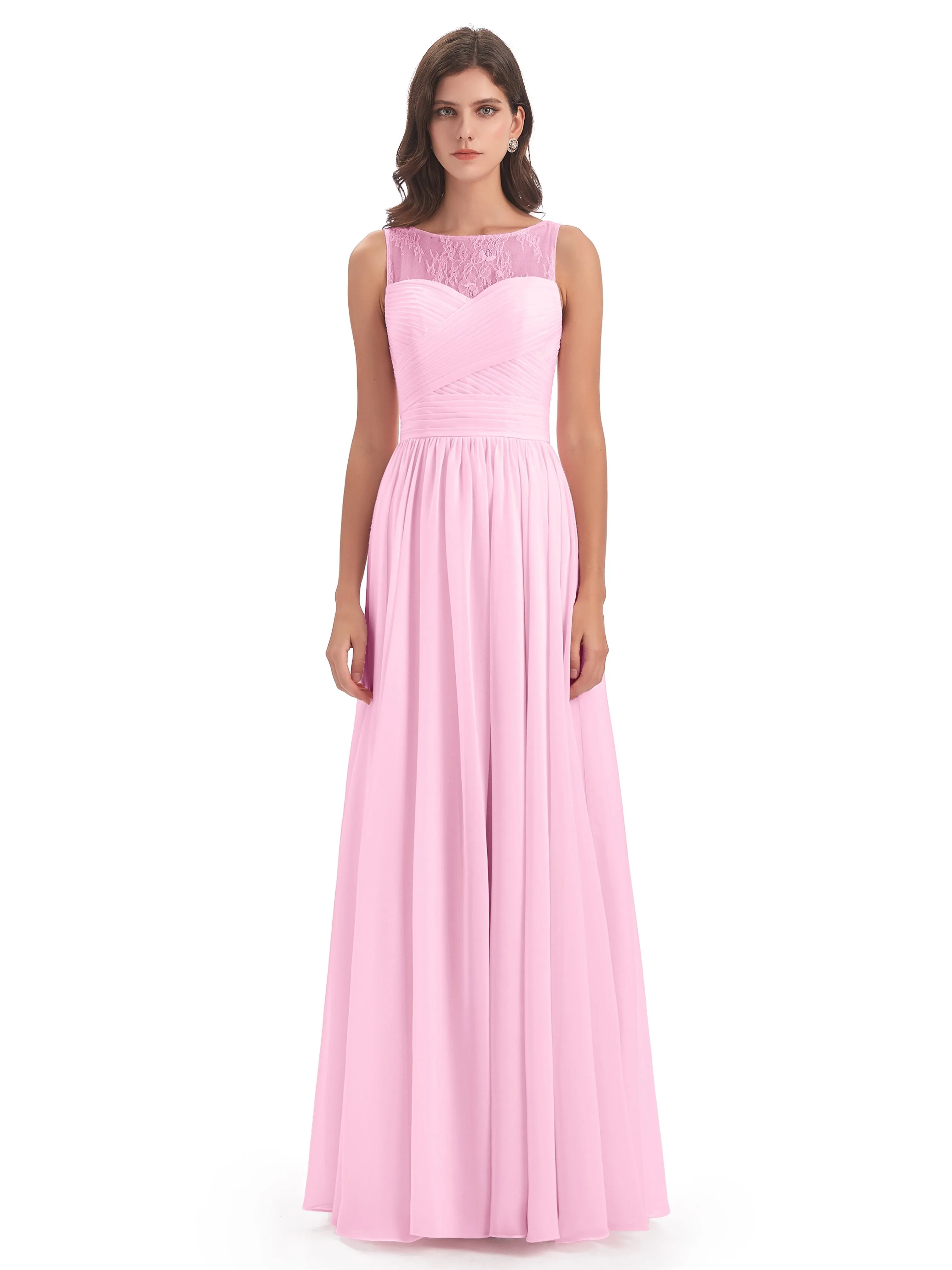 Robyn Magic Lace/Chiffon Illusion Long Bridesmaid Dresses