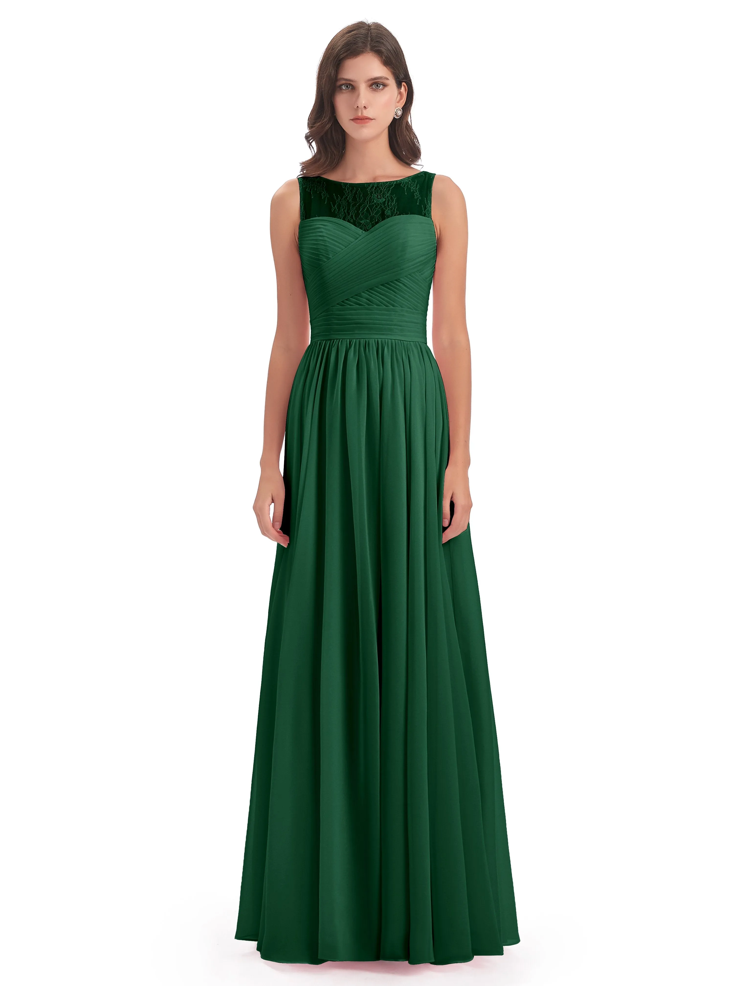 Robyn Magic Lace/Chiffon Illusion Long Bridesmaid Dresses