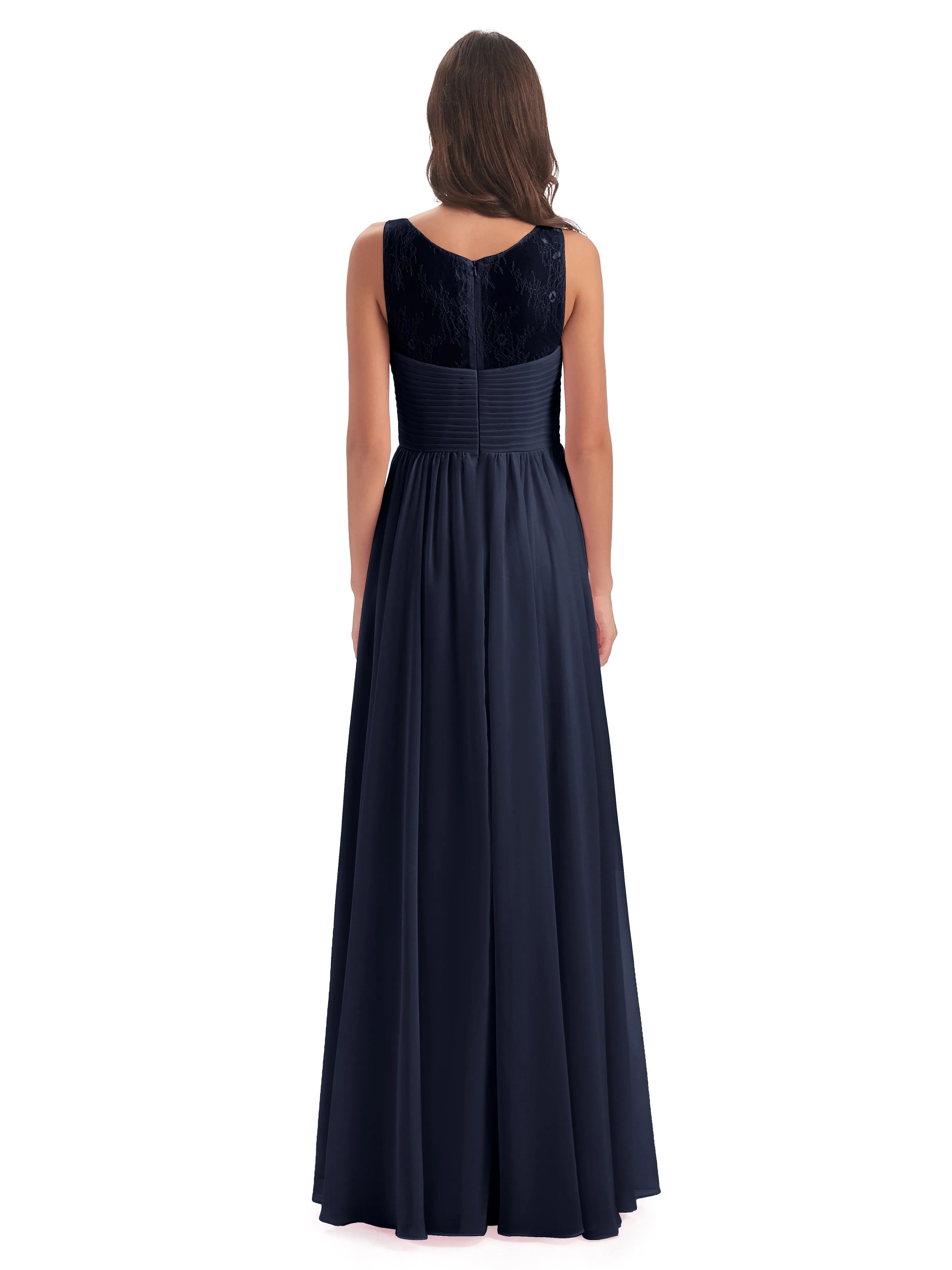 Robyn Magic Lace/Chiffon Illusion Long Bridesmaid Dresses