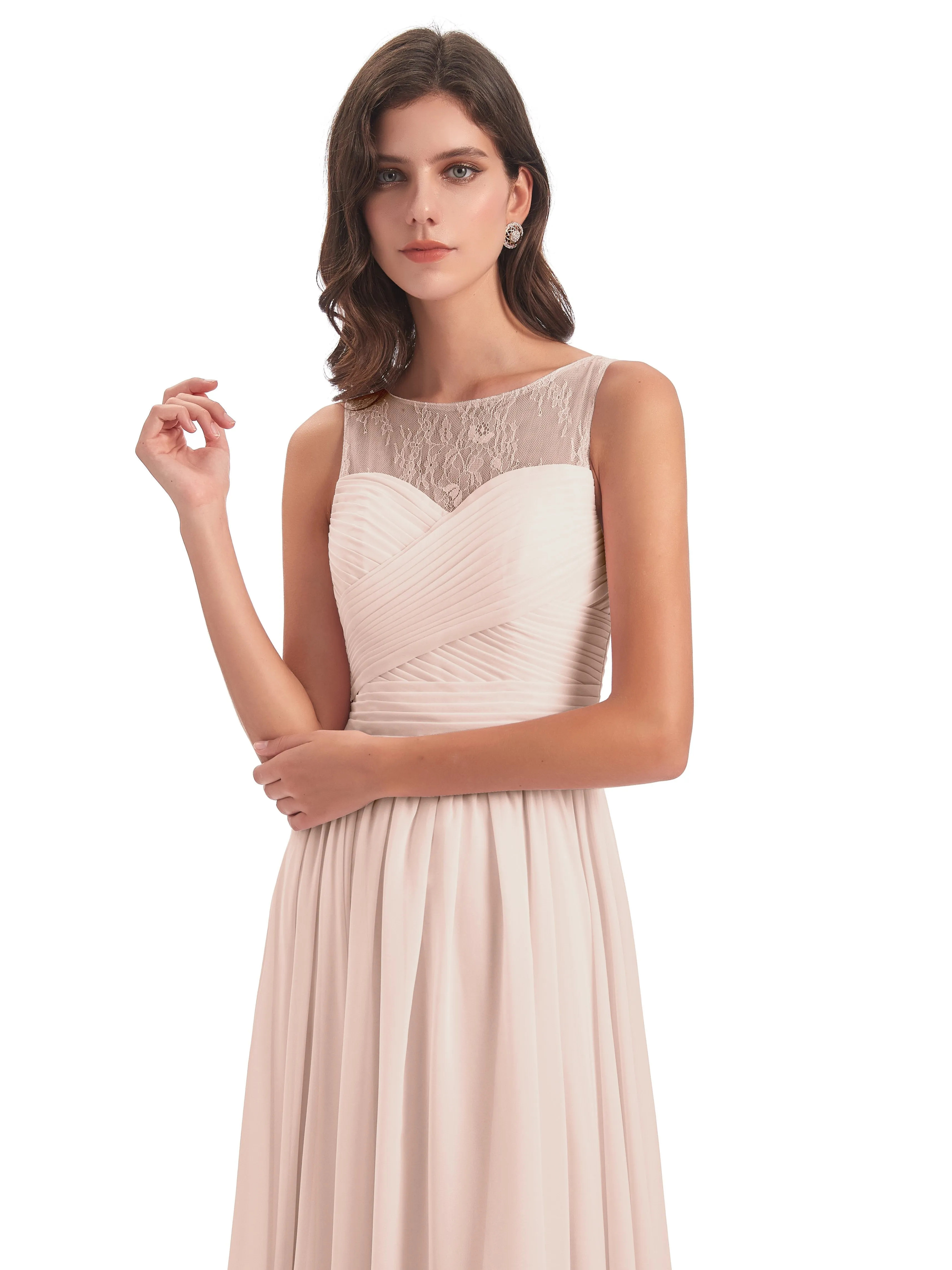 Robyn Magic Lace/Chiffon Illusion Long Bridesmaid Dresses