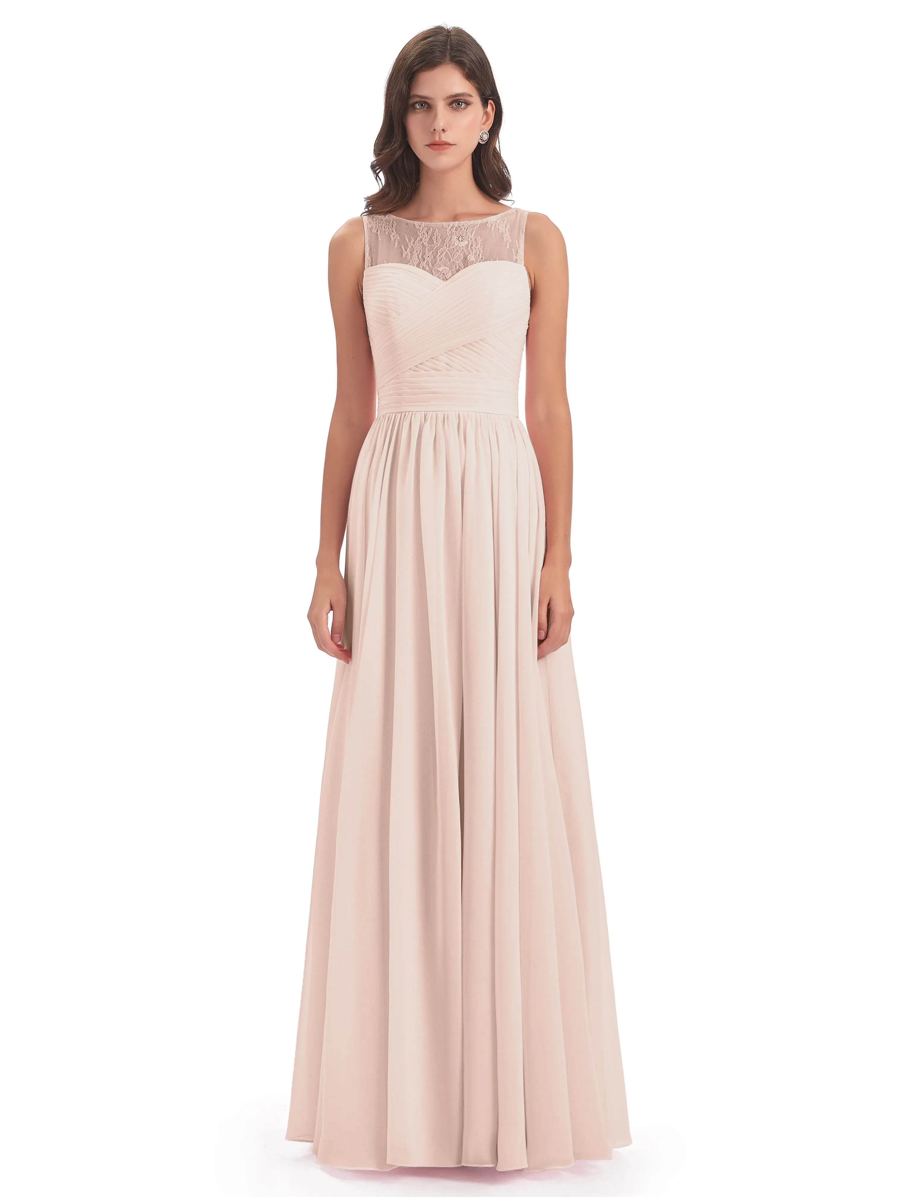 Robyn Magic Lace/Chiffon Illusion Long Bridesmaid Dresses