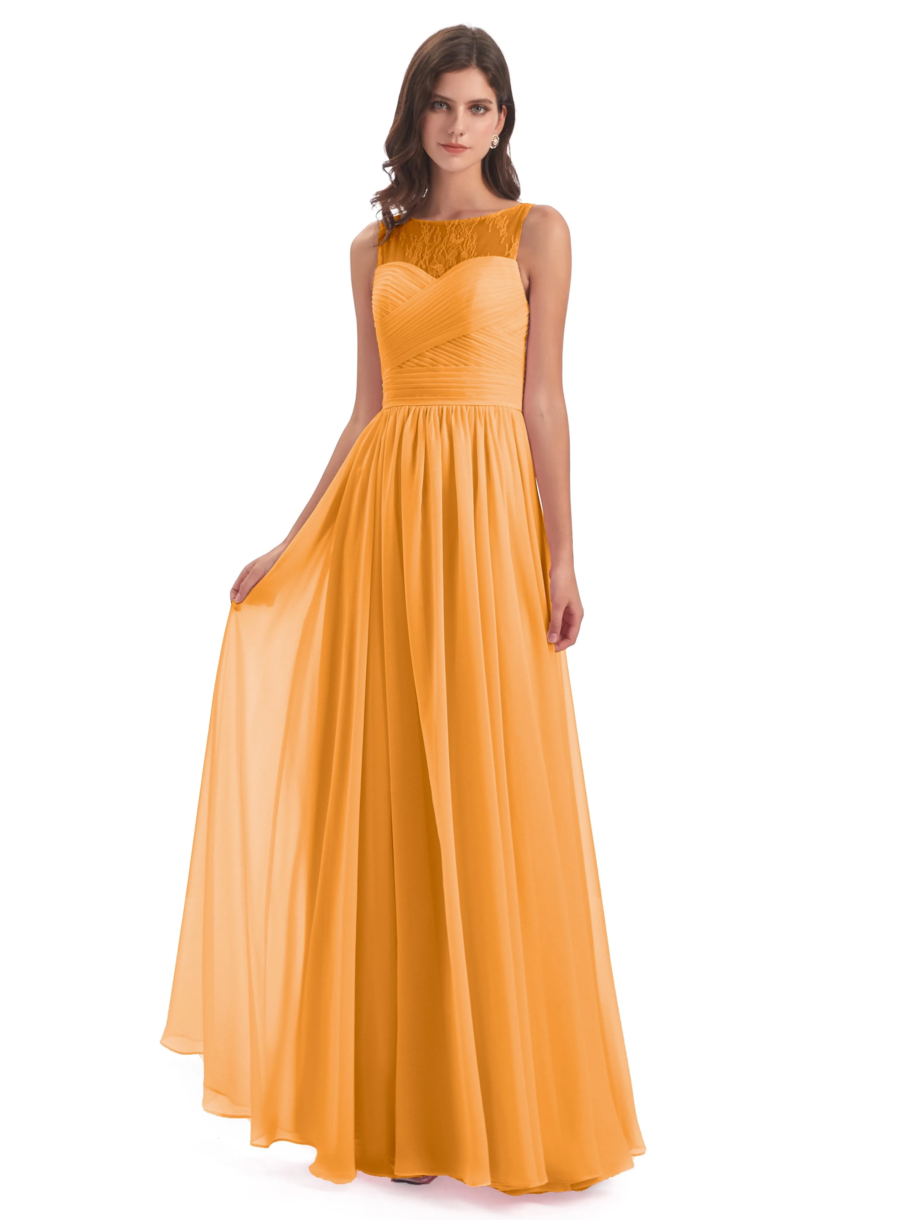 Robyn Magic Lace/Chiffon Illusion Long Bridesmaid Dresses