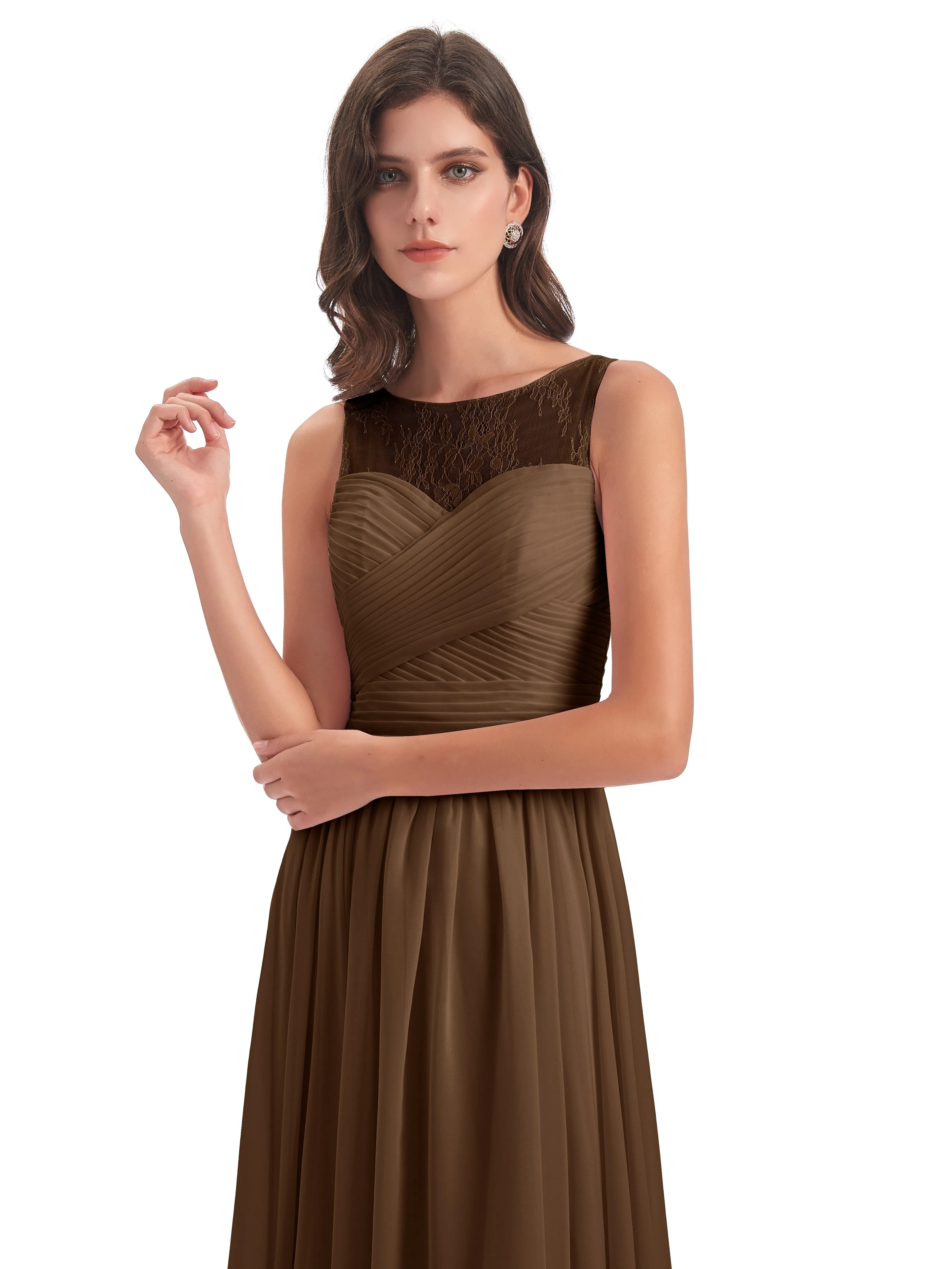 Robyn Magic Lace/Chiffon Illusion Long Bridesmaid Dresses