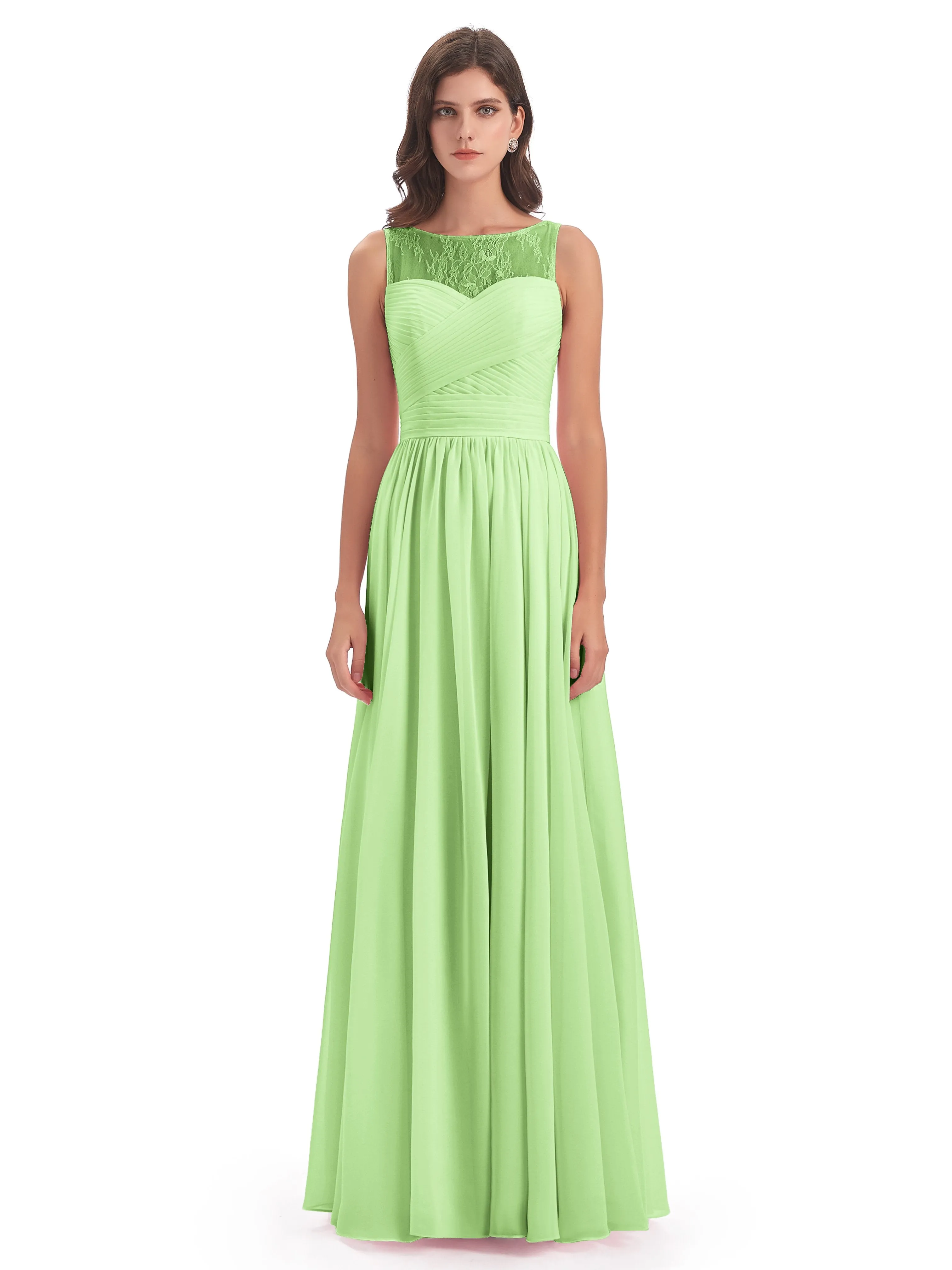 Robyn Magic Lace/Chiffon Illusion Long Bridesmaid Dresses