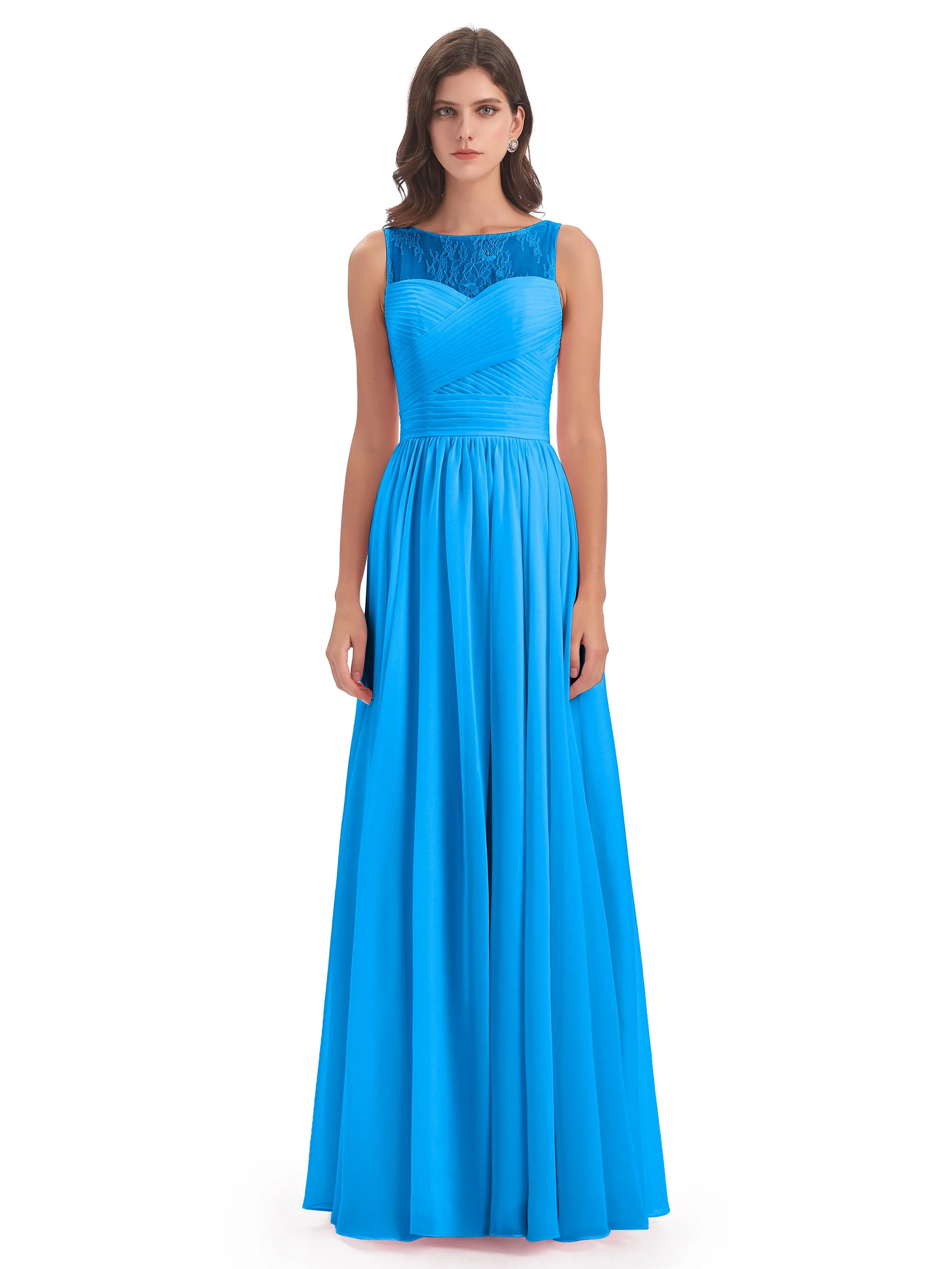 Robyn Magic Lace/Chiffon Illusion Long Bridesmaid Dresses