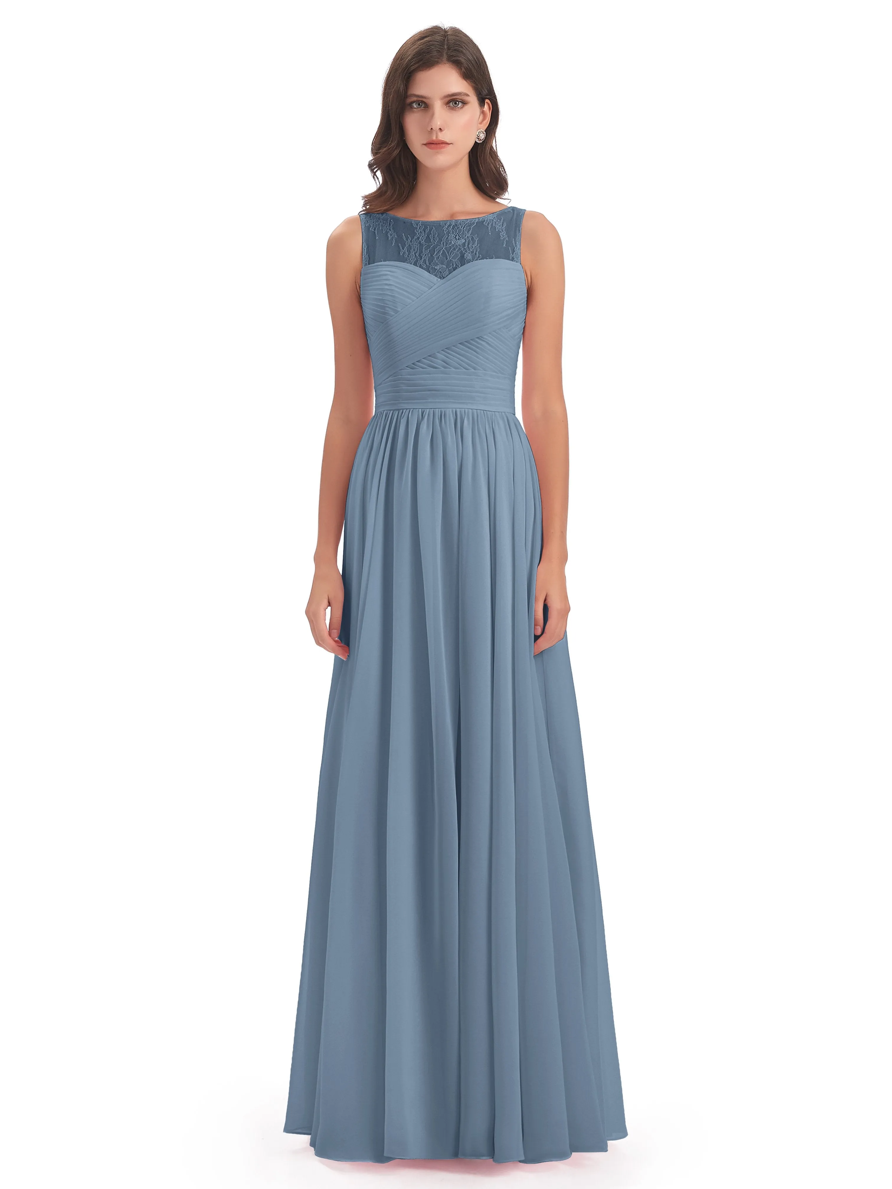 Robyn Magic Lace/Chiffon Illusion Long Bridesmaid Dresses