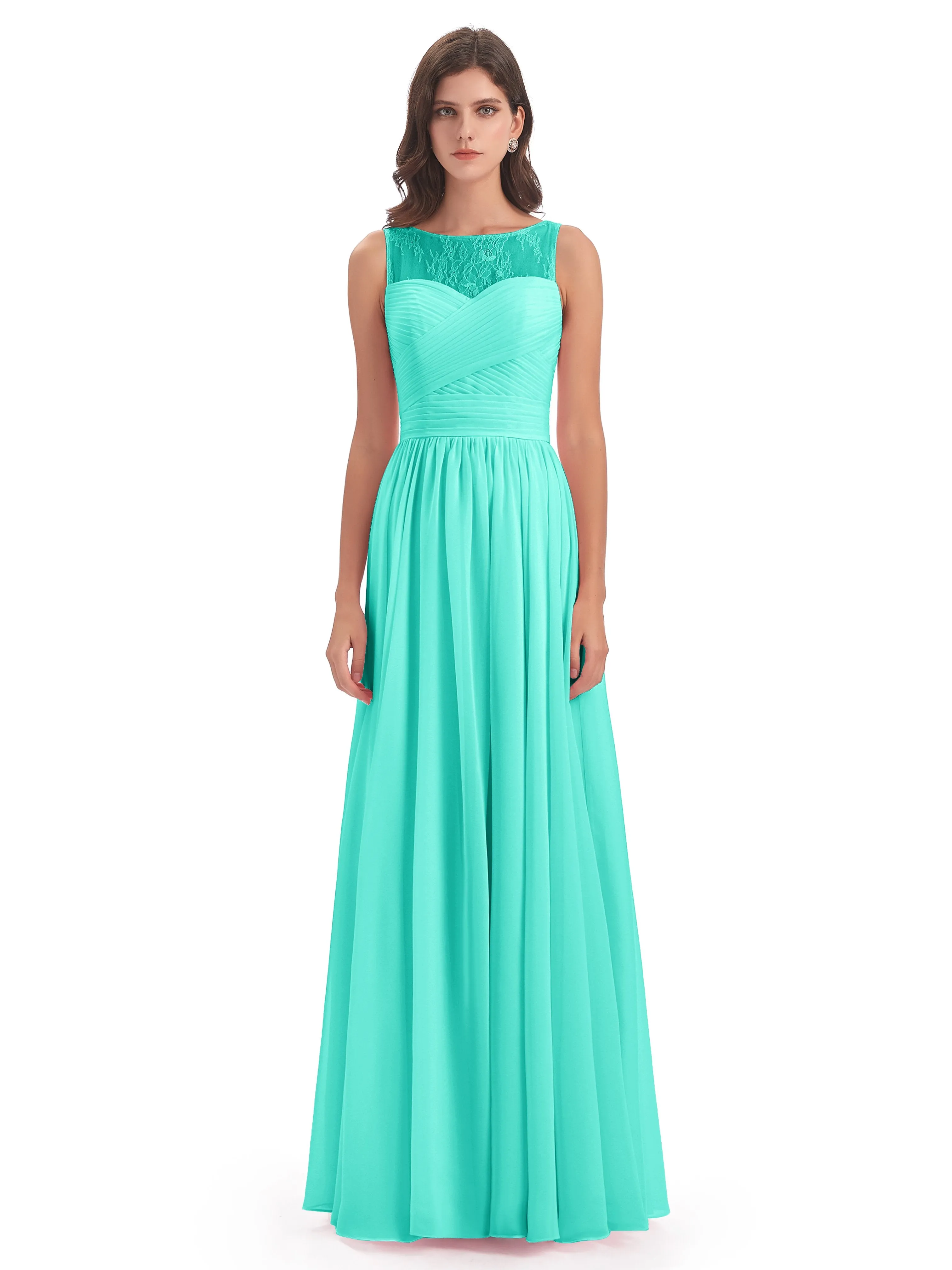 Robyn Magic Lace/Chiffon Illusion Long Bridesmaid Dresses