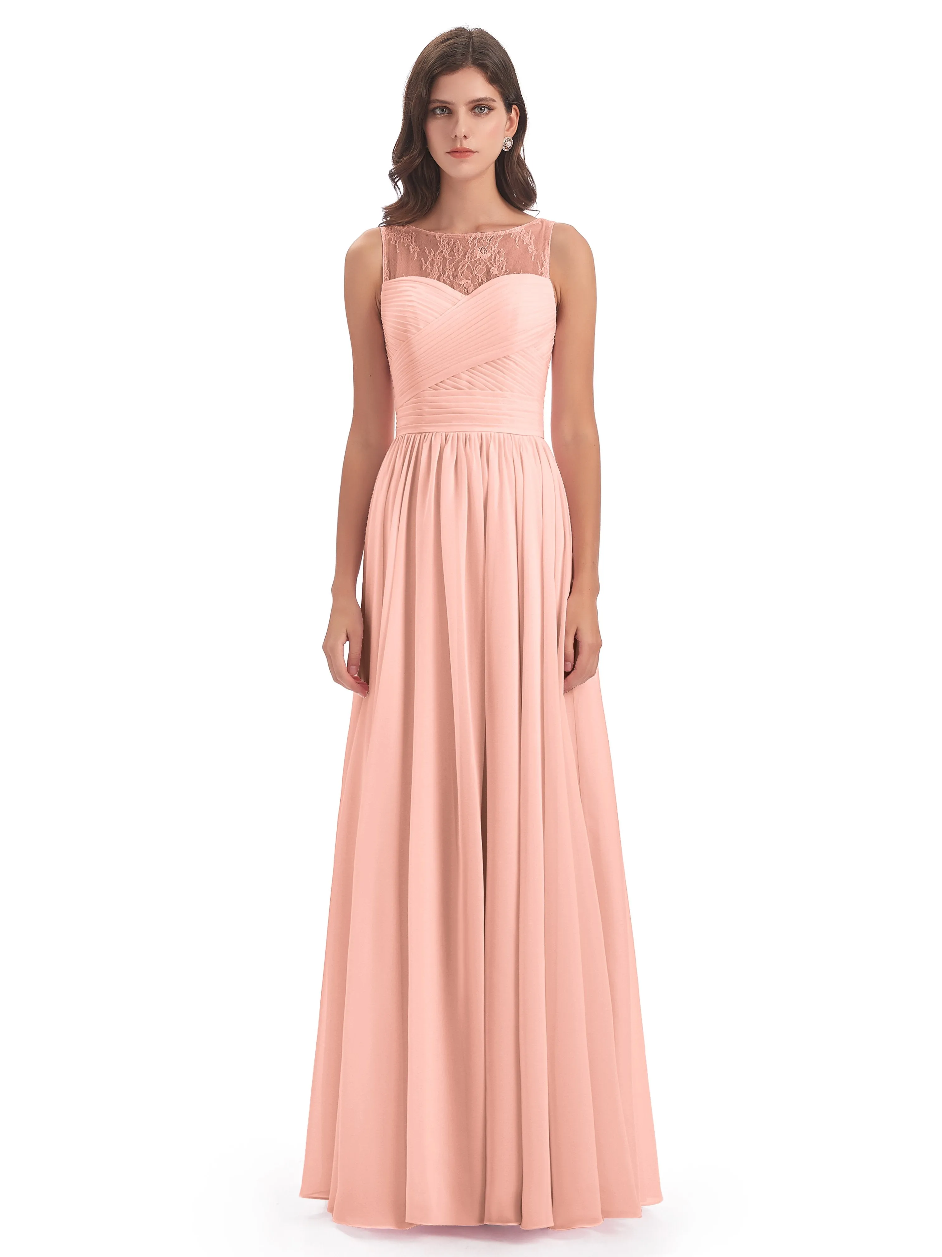 Robyn Magic Lace/Chiffon Illusion Long Bridesmaid Dresses