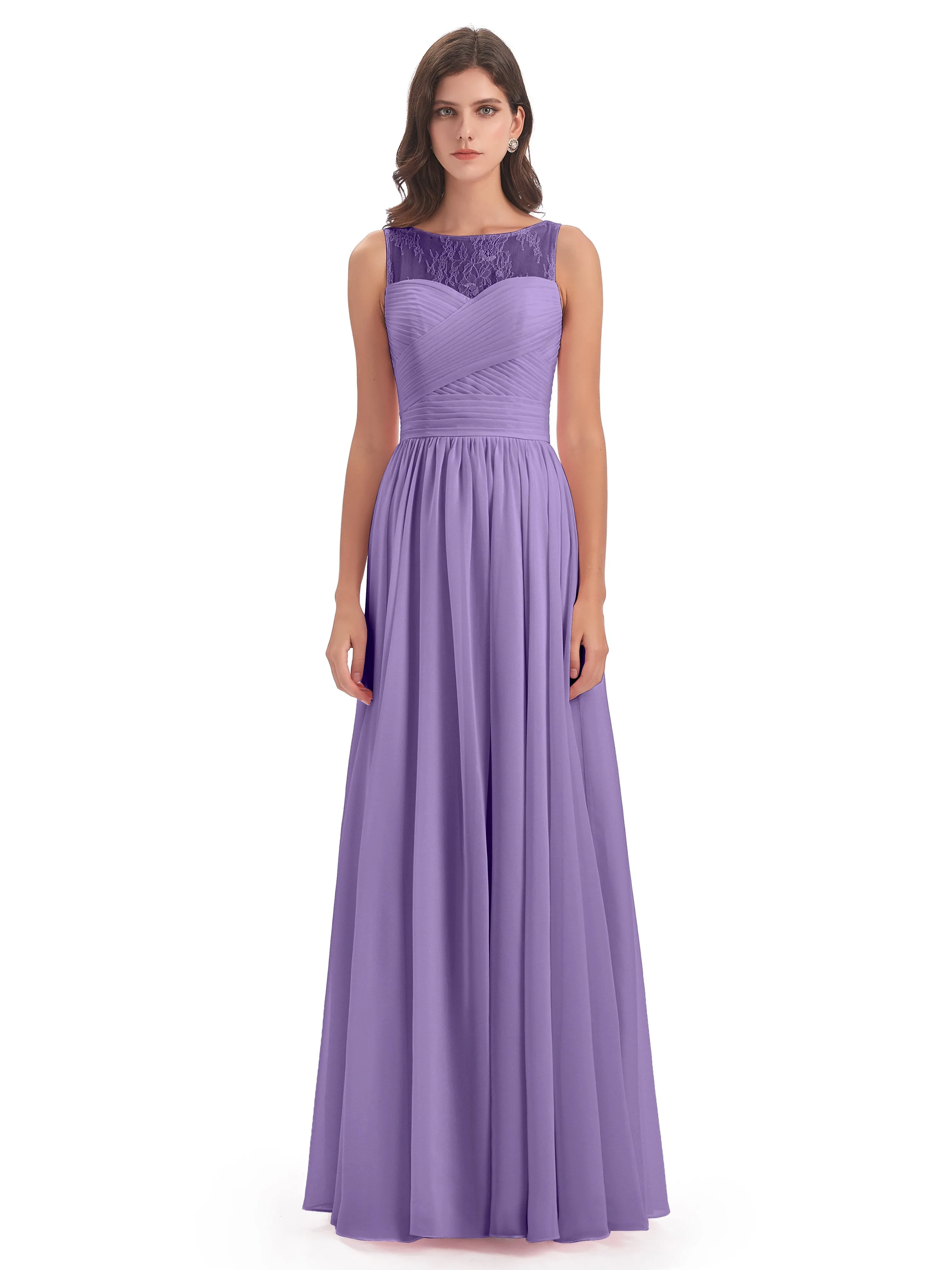 Robyn Magic Lace/Chiffon Illusion Long Bridesmaid Dresses