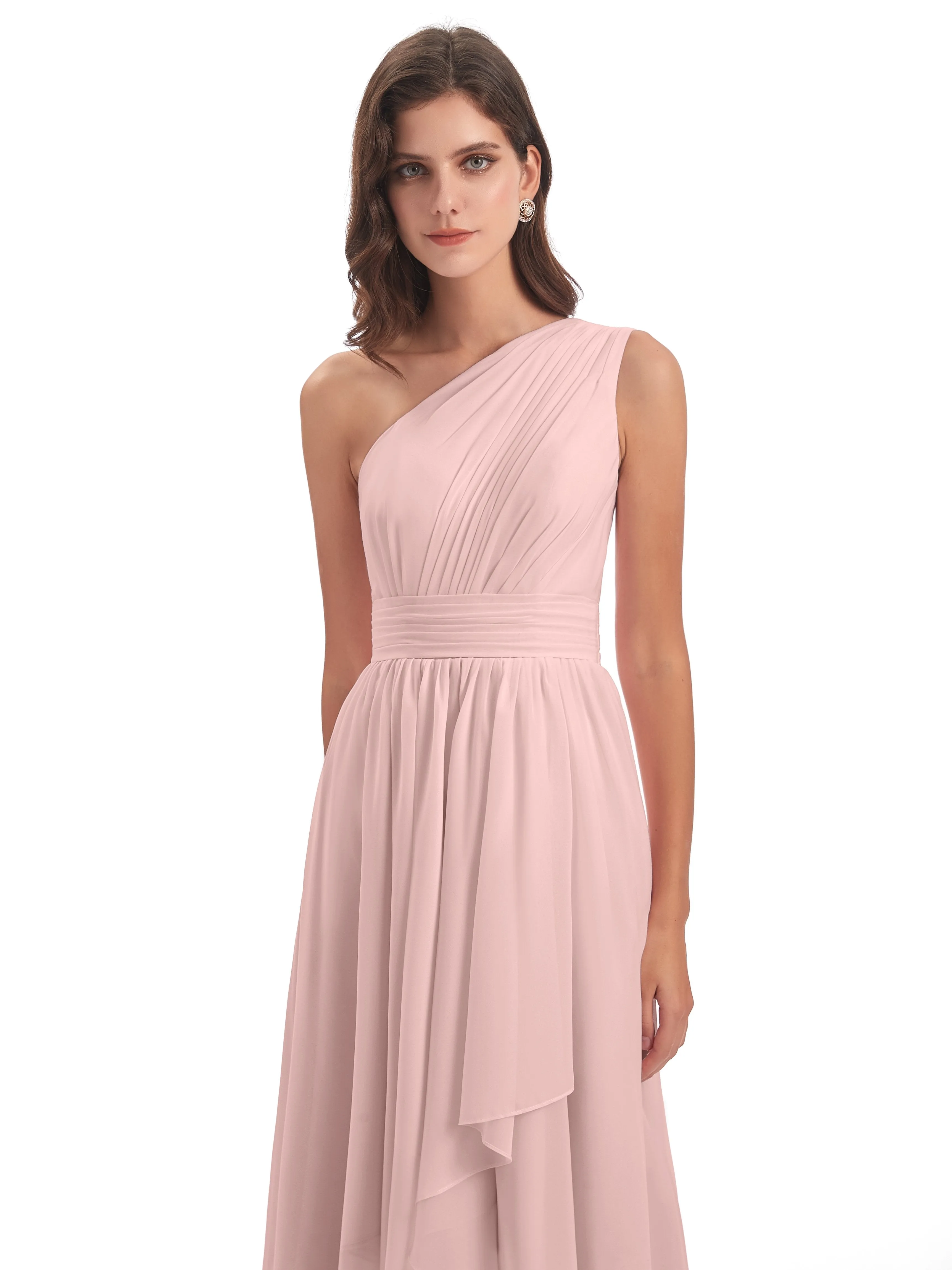Rose Pretty Asymmetrical Chiffon Bridesmaid Dresses