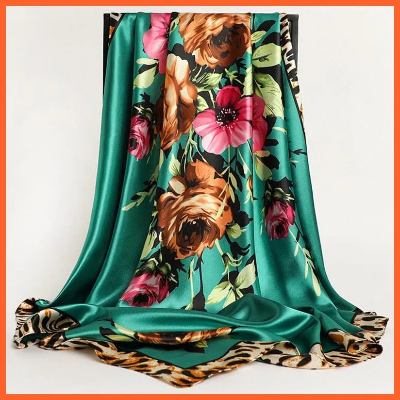 Silk Women Hair Neck Square Scarves Shawl Bandanna Hijab Wrap