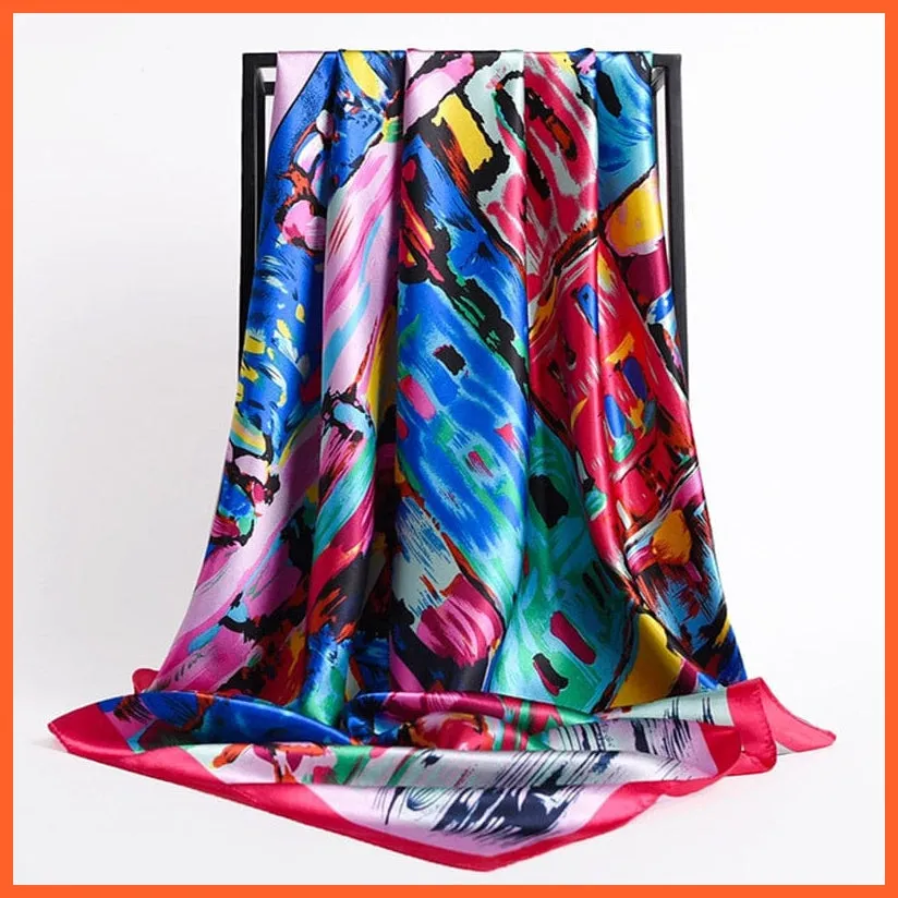 Silk Women Hair Neck Square Scarves Shawl Bandanna Hijab Wrap