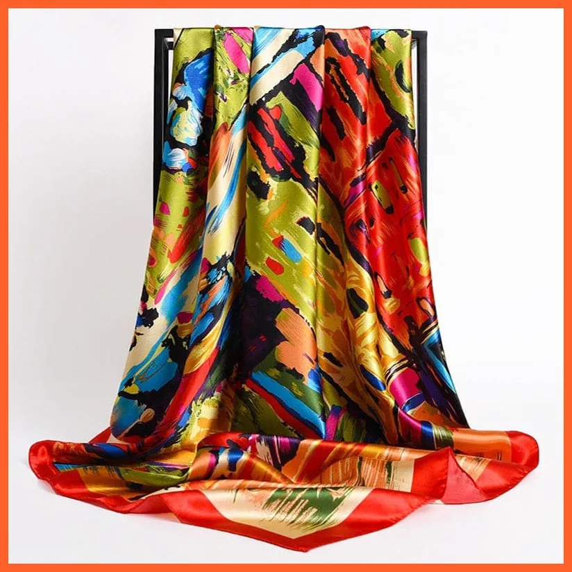 Silk Women Hair Neck Square Scarves Shawl Bandanna Hijab Wrap