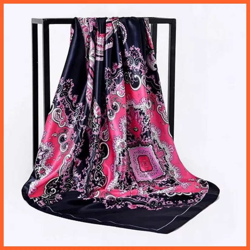 Silk Women Hair Neck Square Scarves Shawl Bandanna Hijab Wrap